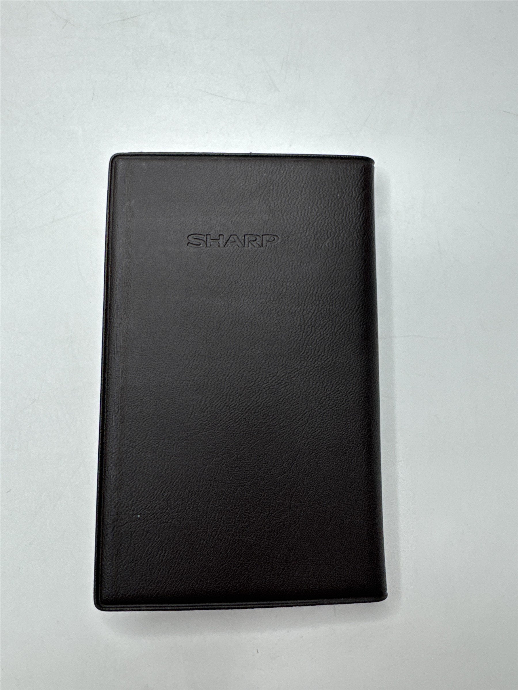 Vintage Sharp Elsi Mate EL-326H Solar Cell Calculator Black Wallet Case Working