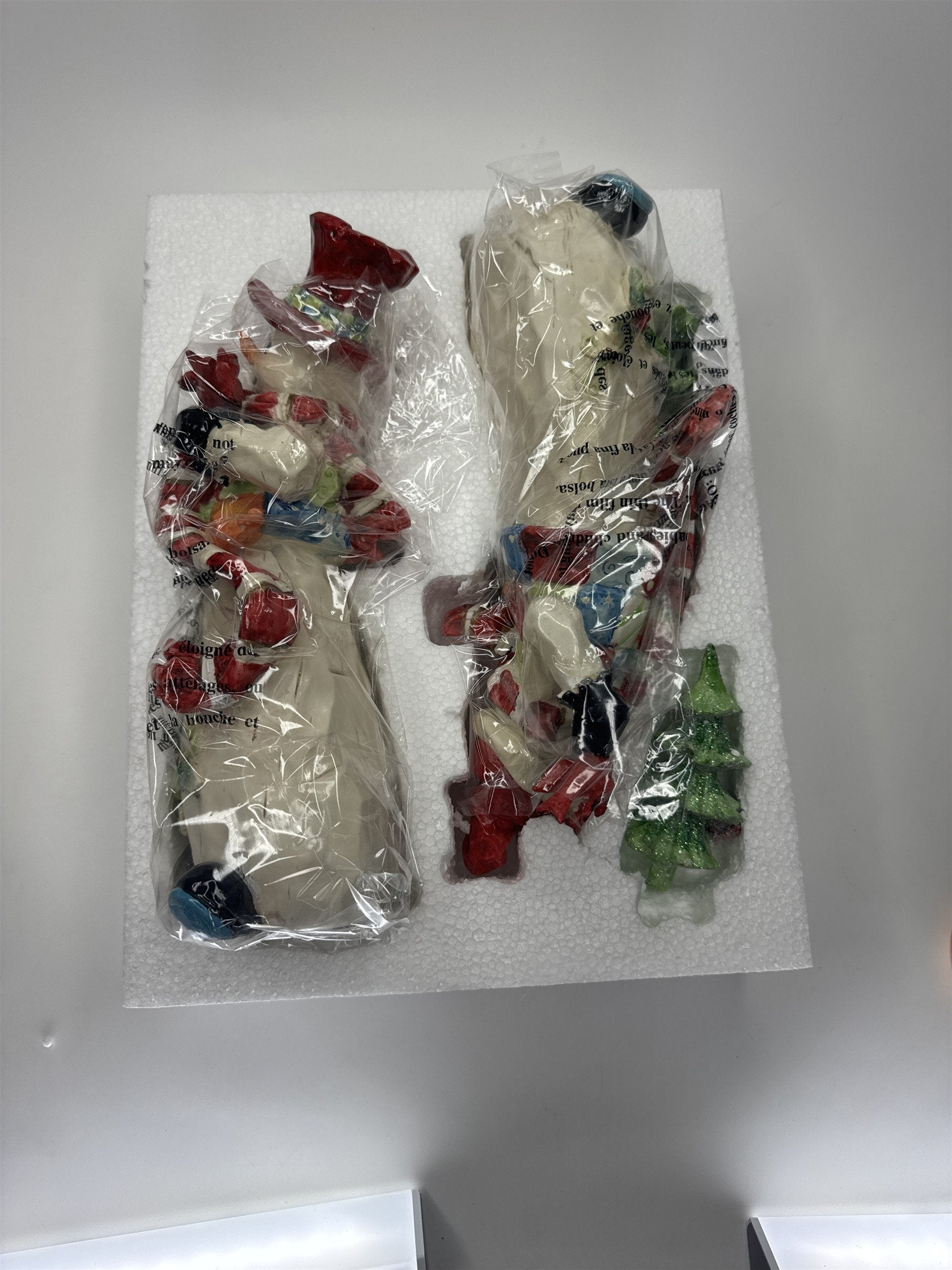 Home Interiors and Gifts Snowman Figurine Set of 2 Christmas Cardinal Glitter