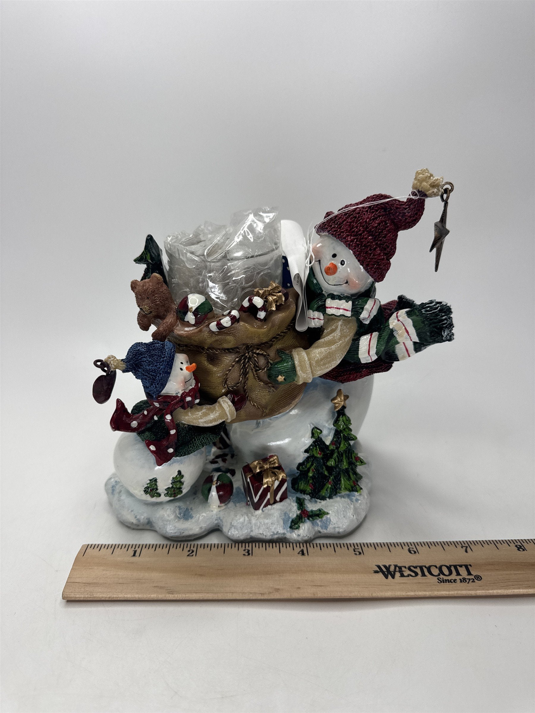 Home Interiors Snowman Candle Holder 57038 Christmas Votive Figurine V-13820 NIB