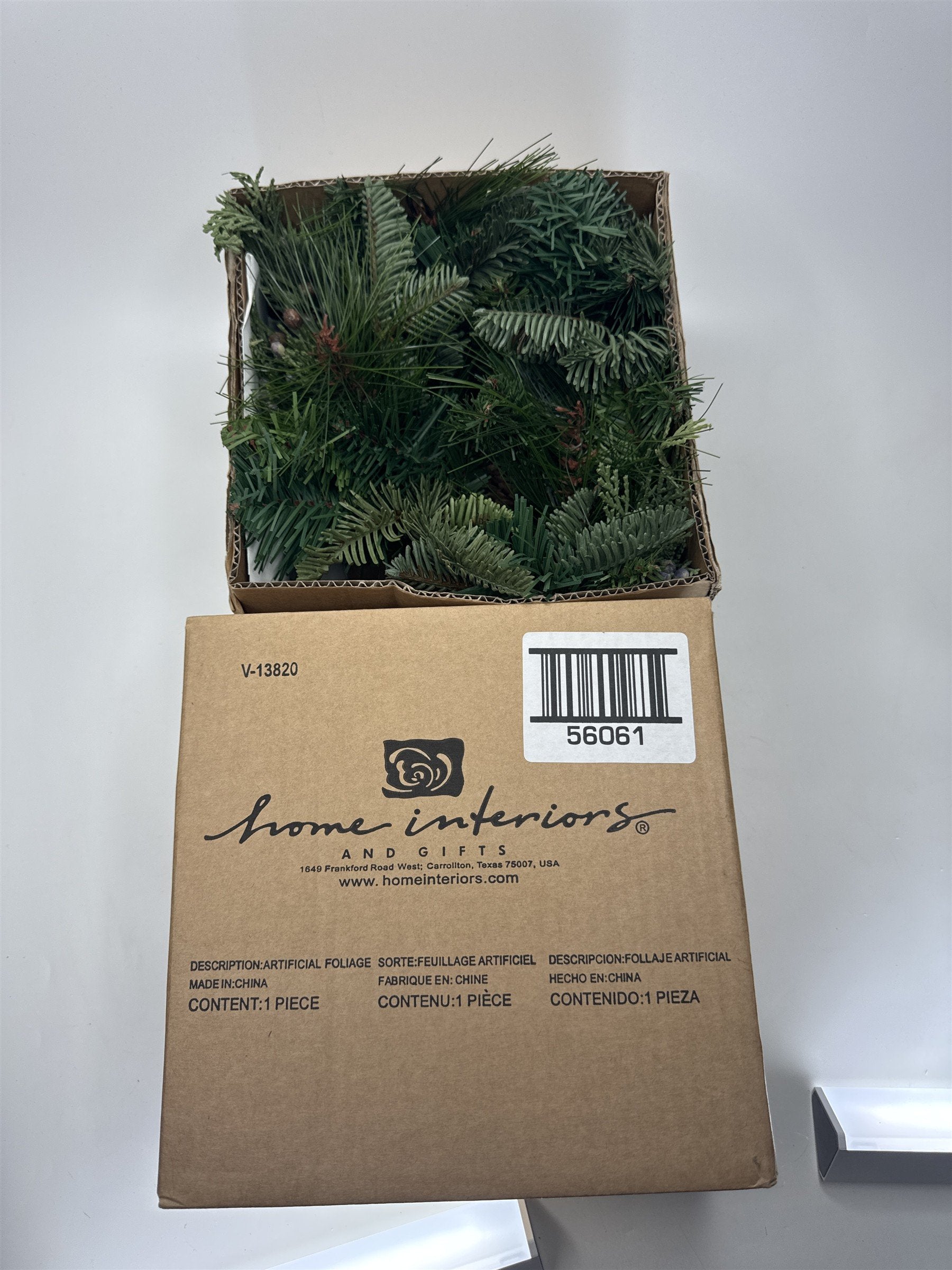 Home Interiors Artificial Foliage Pine Wreath Greenery 56061 Christmas Decor NIB