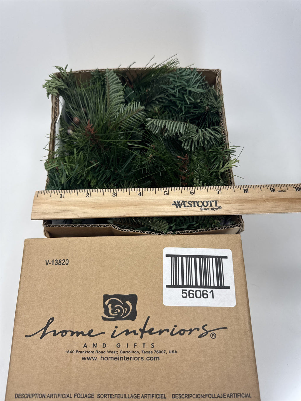 Home Interiors Artificial Foliage Pine Wreath Greenery 56061 Christmas Decor NIB