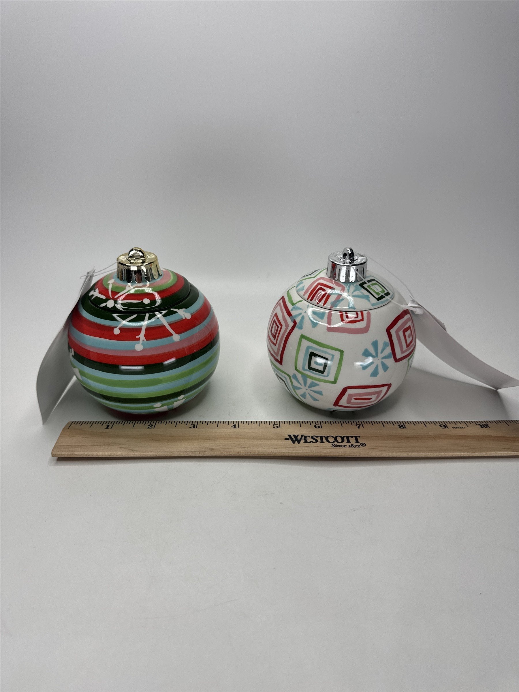 Home Interiors Ornament Tealight Candle Holders 92088 Christmas Ceramic Set 2