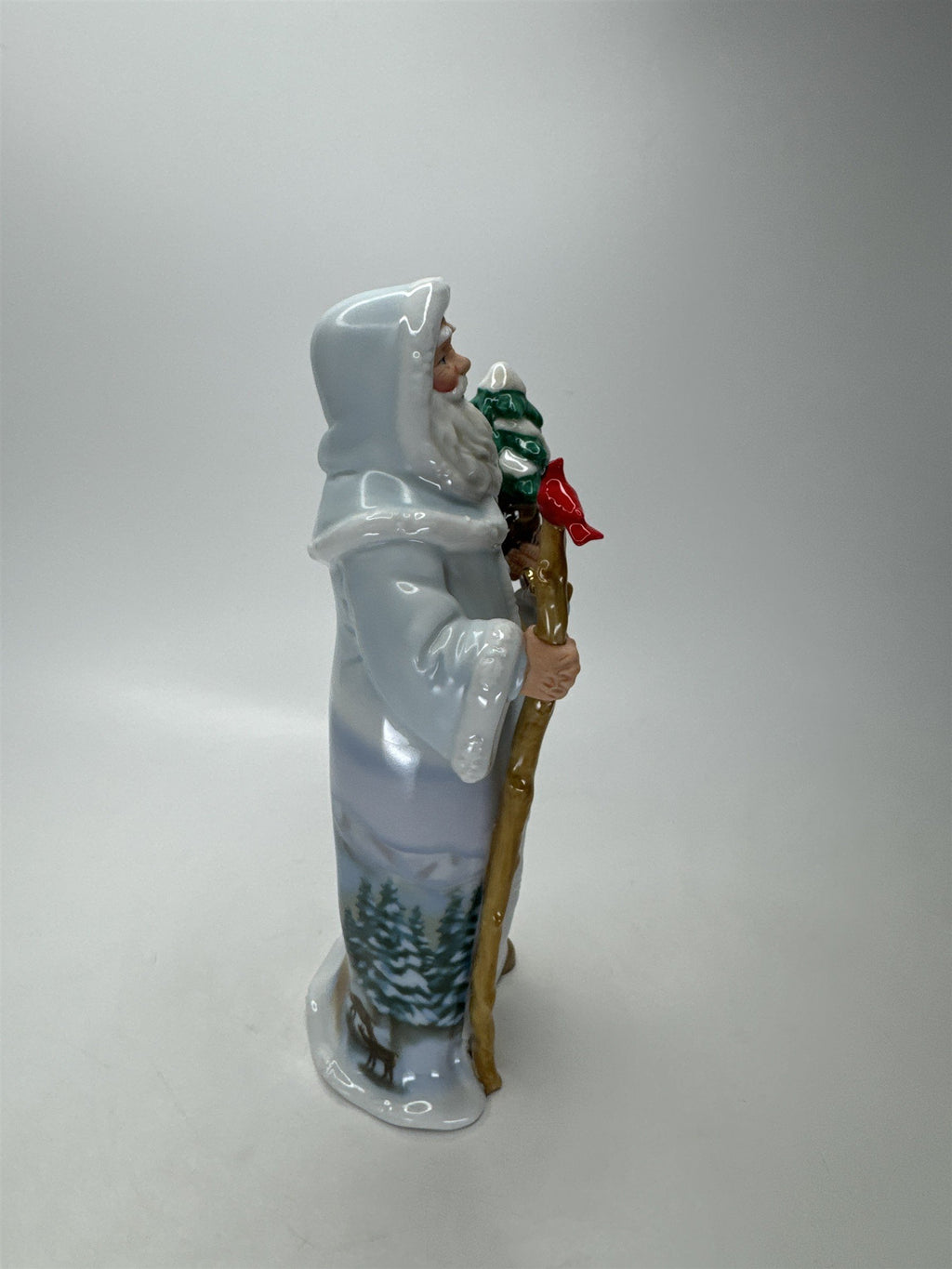 Home Interiors Father Christmas Figurine 58128 Blue Winter Scene Santa Cardinal