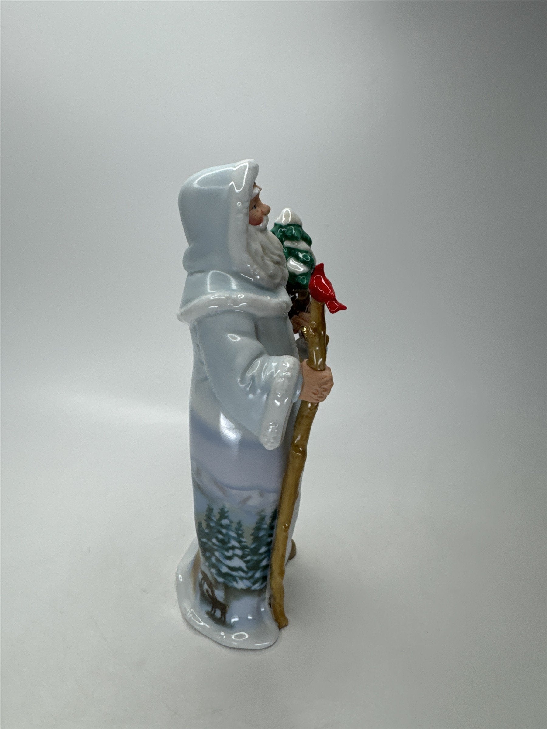 Home Interiors Father Christmas Figurine 58128 Blue Winter Scene Santa Cardinal