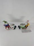 Home Interiors 59152 Santa & Snowman Candle Holder Set Christmas Tealight NIB