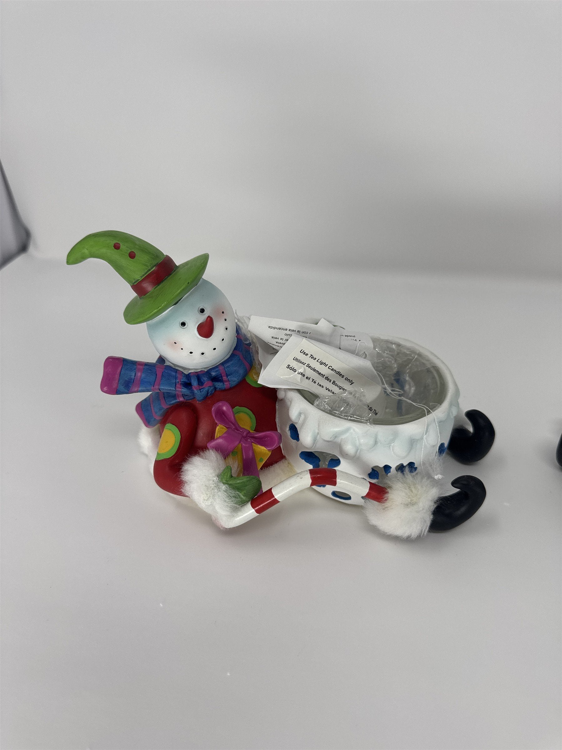Home Interiors 59152 Santa & Snowman Candle Holder Set Christmas Tealight NIB