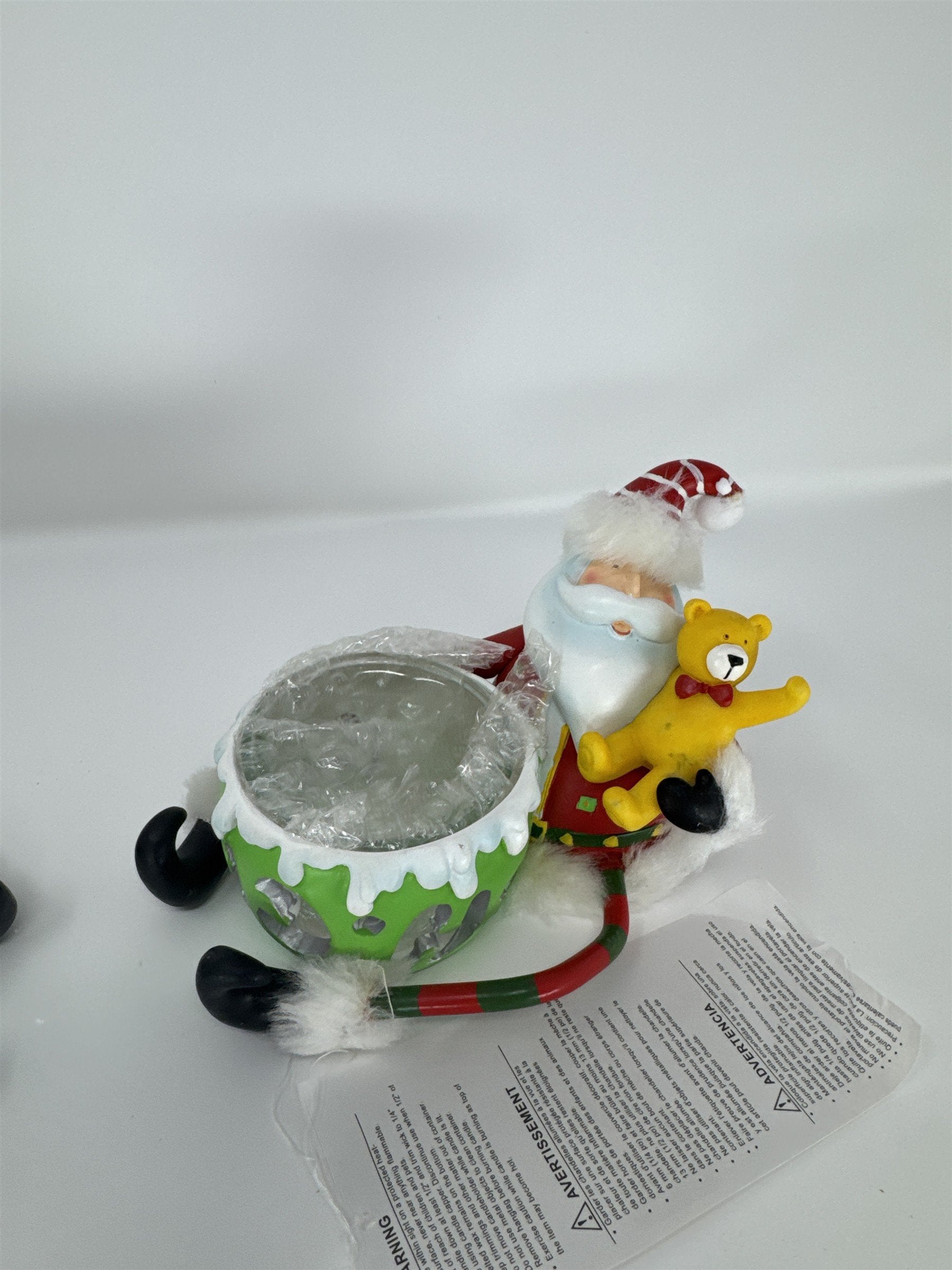 Home Interiors 59152 Santa & Snowman Candle Holder Set Christmas Tealight NIB