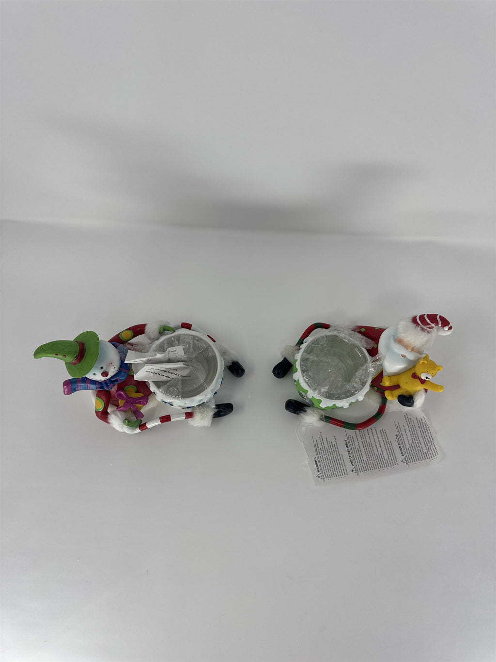 Home Interiors 59152 Santa & Snowman Candle Holder Set Christmas Tealight NIB