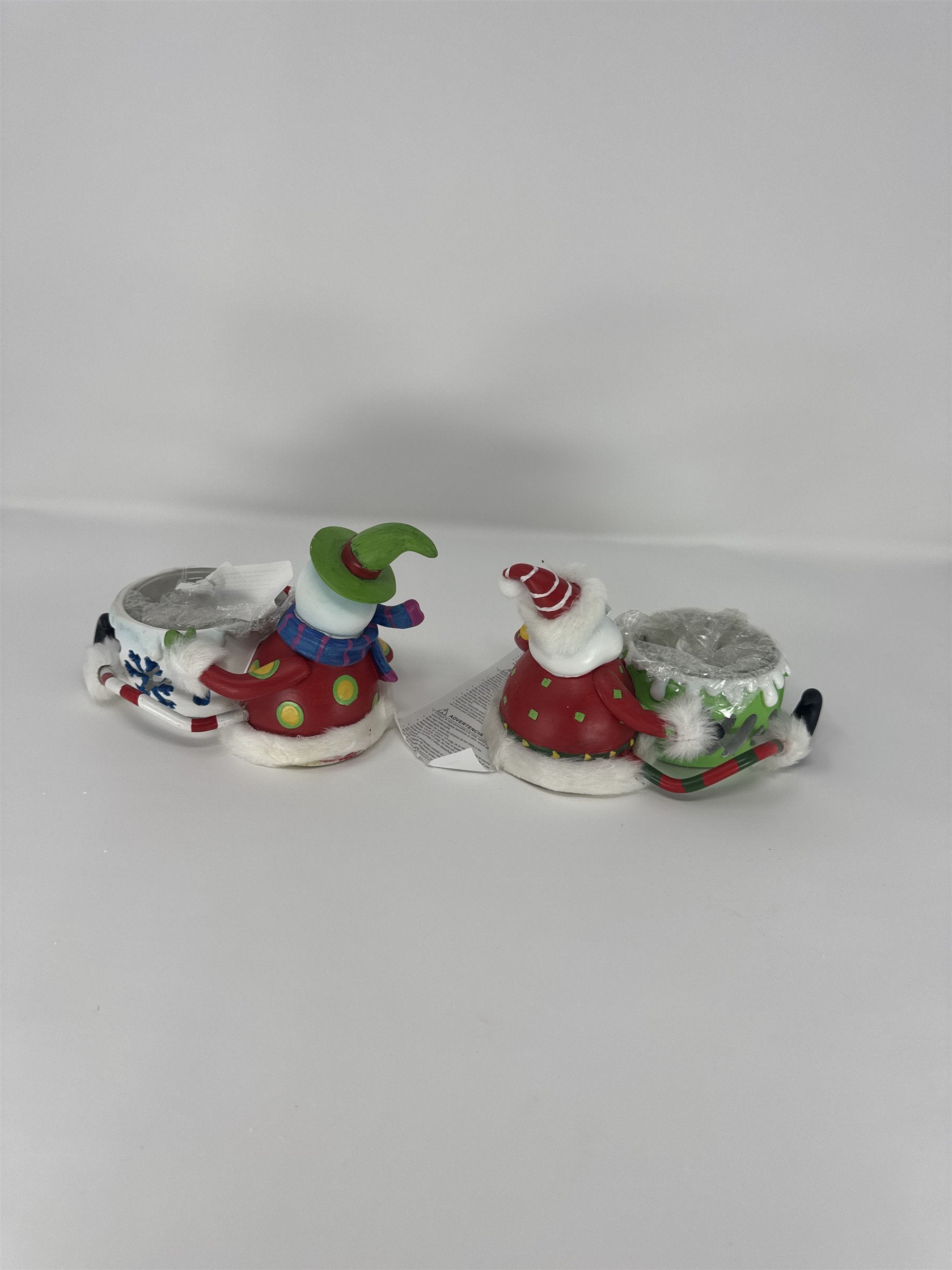 Home Interiors 59152 Santa & Snowman Candle Holder Set Christmas Tealight NIB