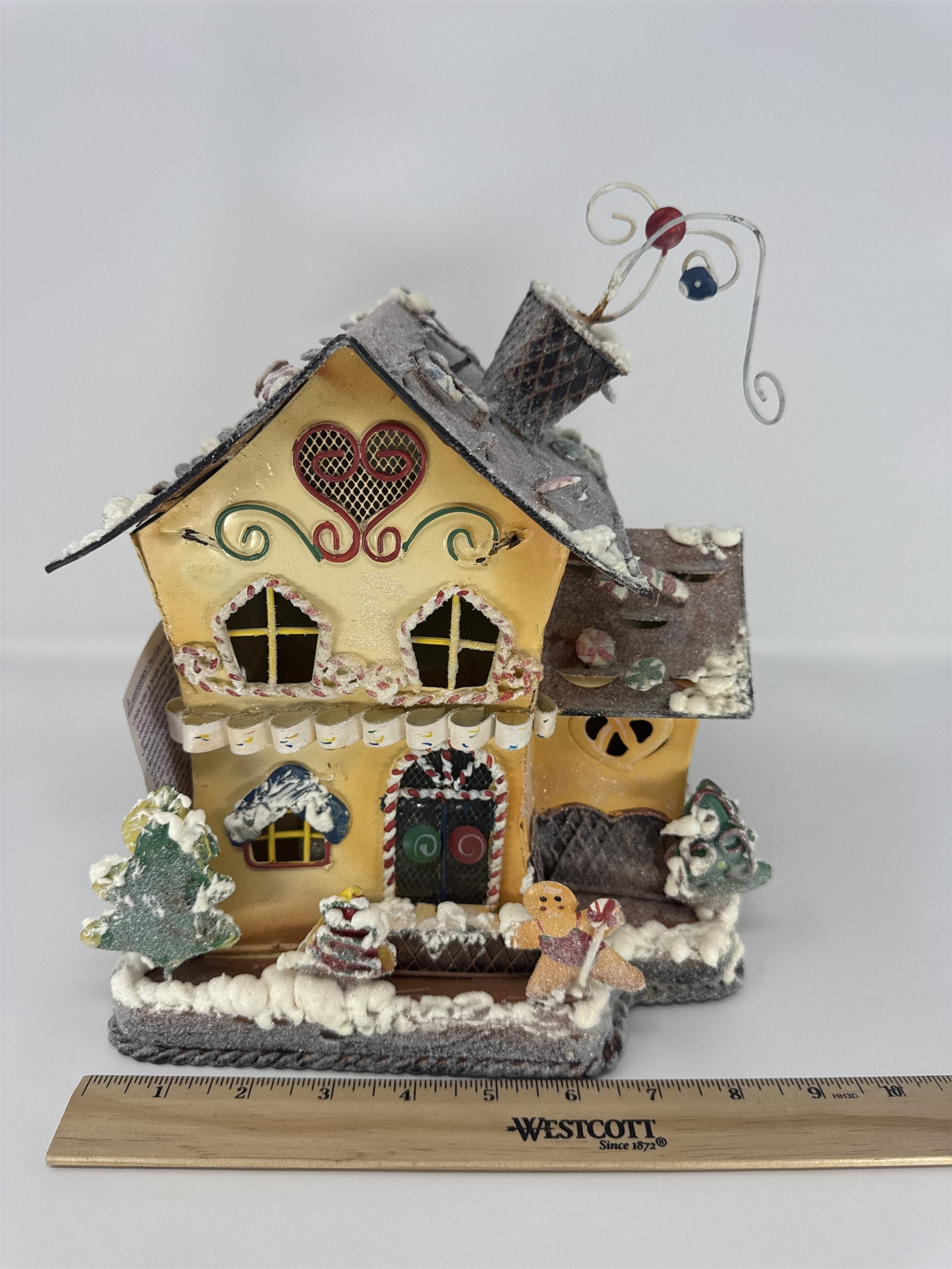 Home Interiors Gingerbread House Candle Holder 57042 Christmas Metal Decor NIB