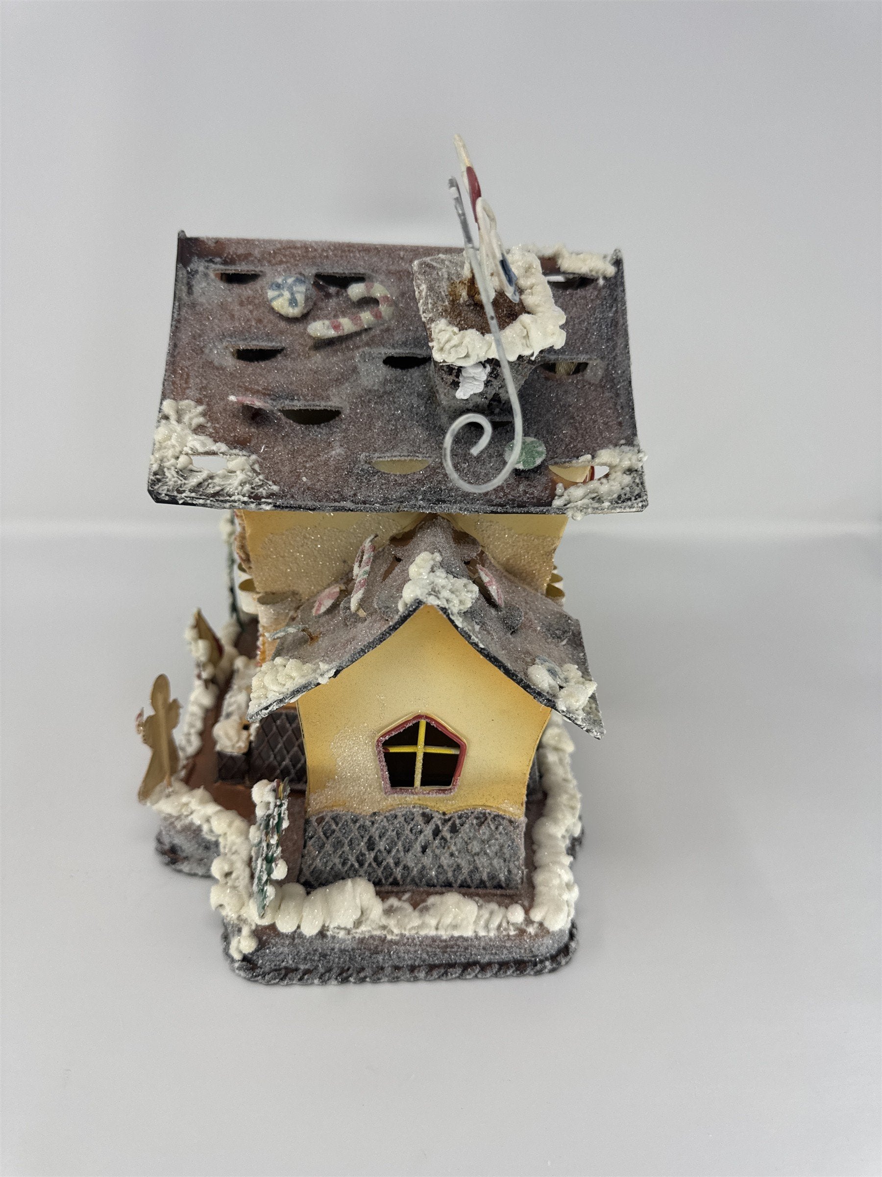 Home Interiors Gingerbread House Candle Holder 57042 Christmas Metal Decor NIB