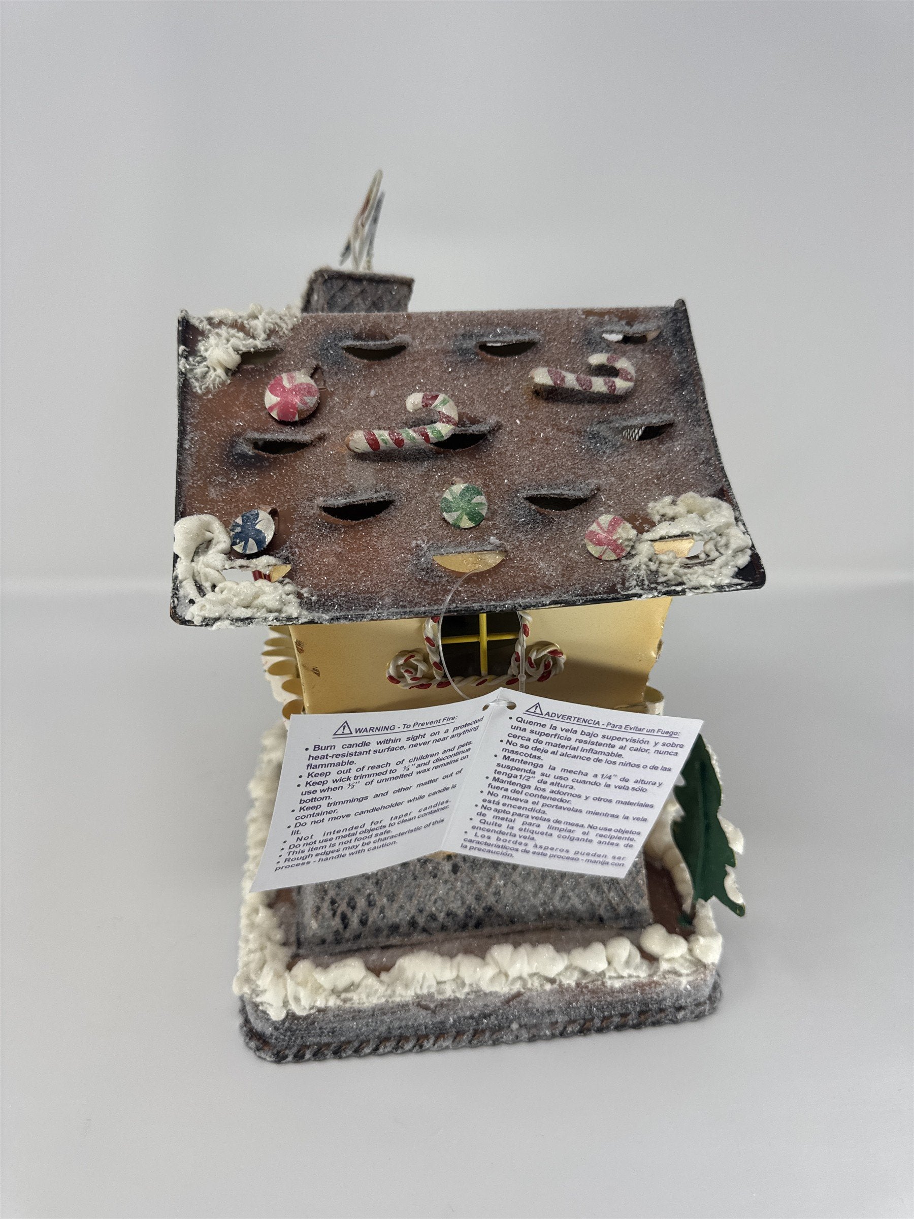 Home Interiors Gingerbread House Candle Holder 57042 Christmas Metal Decor NIB