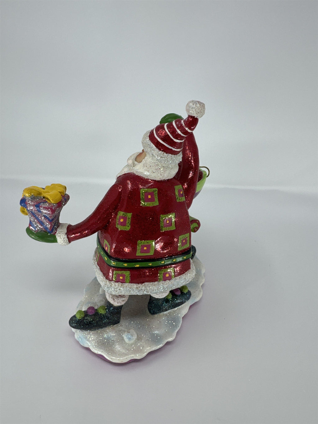 Home Interiors Santa Sleigh Candle Holder 59151 Christmas Glitter Figurine NIB