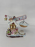 Home Interiors Gingerbread House Candle Holder 59149 Christmas Ceramic Set NIB