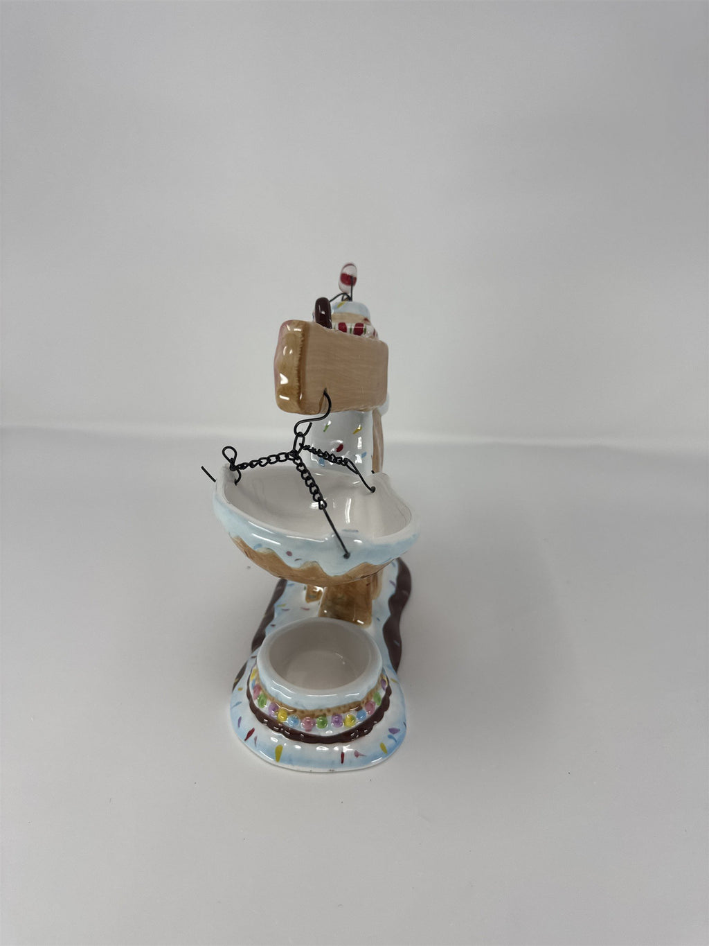 Home Interiors Gingerbread House Candle Holder 59149 Christmas Ceramic Set NIB