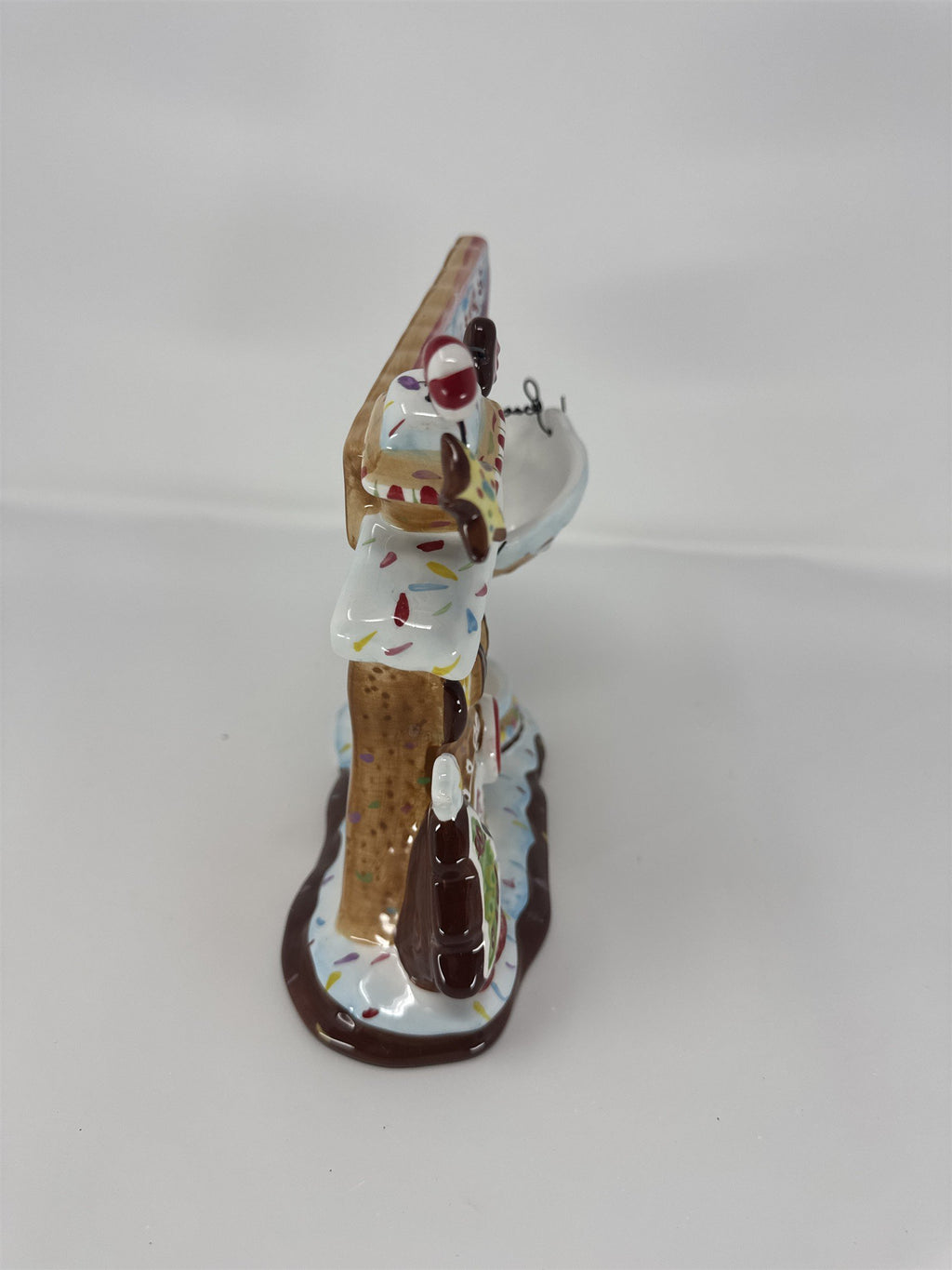 Home Interiors Gingerbread House Candle Holder 59149 Christmas Ceramic Set NIB