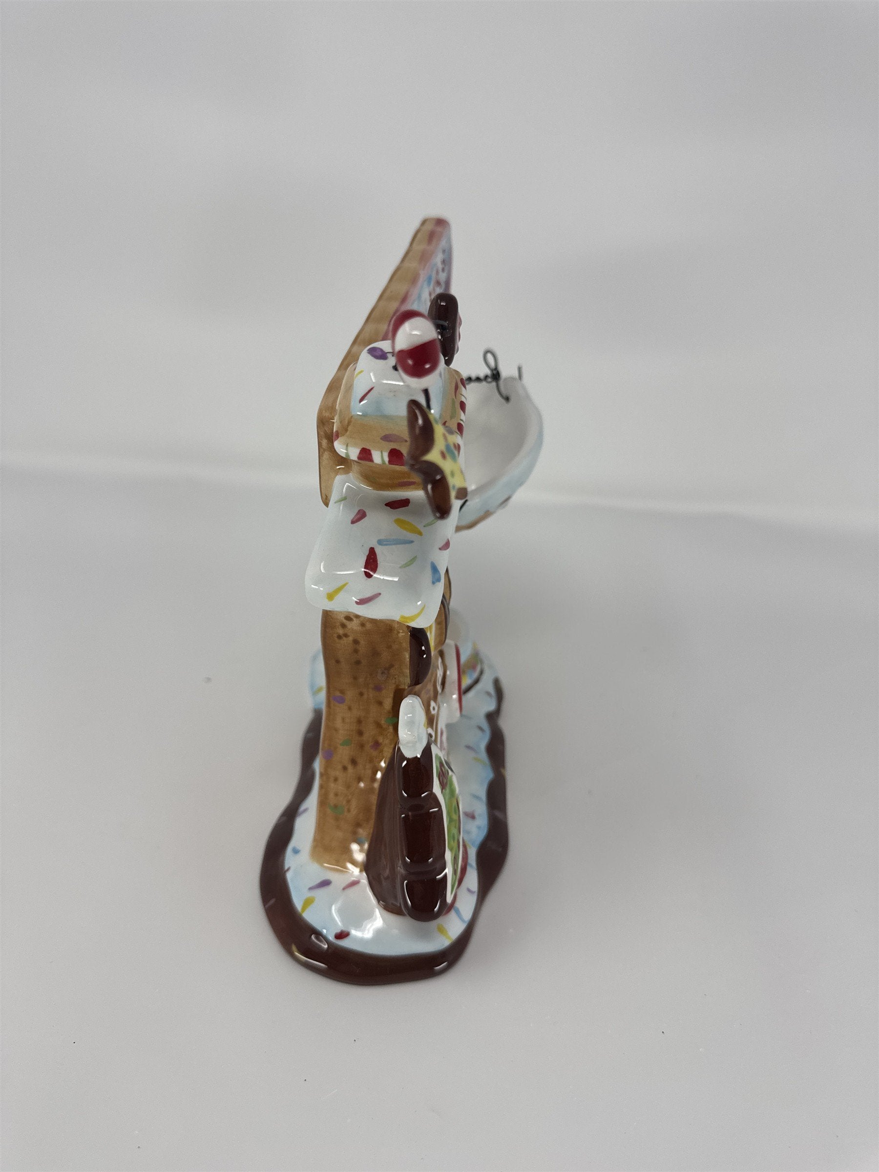 Home Interiors Gingerbread House Candle Holder 59149 Christmas Ceramic Set NIB