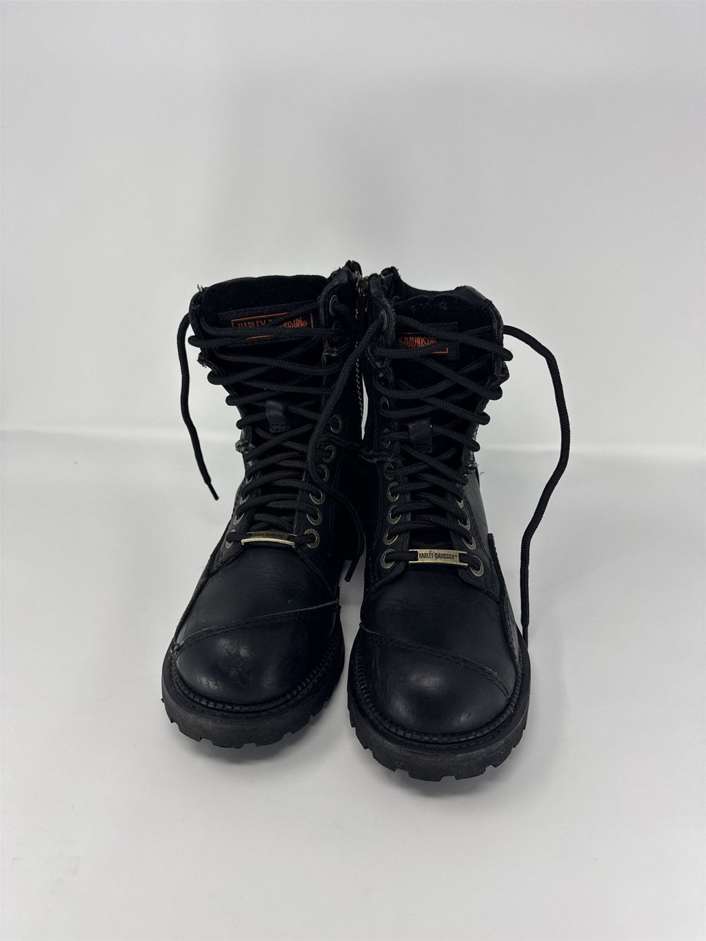 Harley-Davidson Women's Size 6 Black Leather Riding Boots Side Zip Moto
