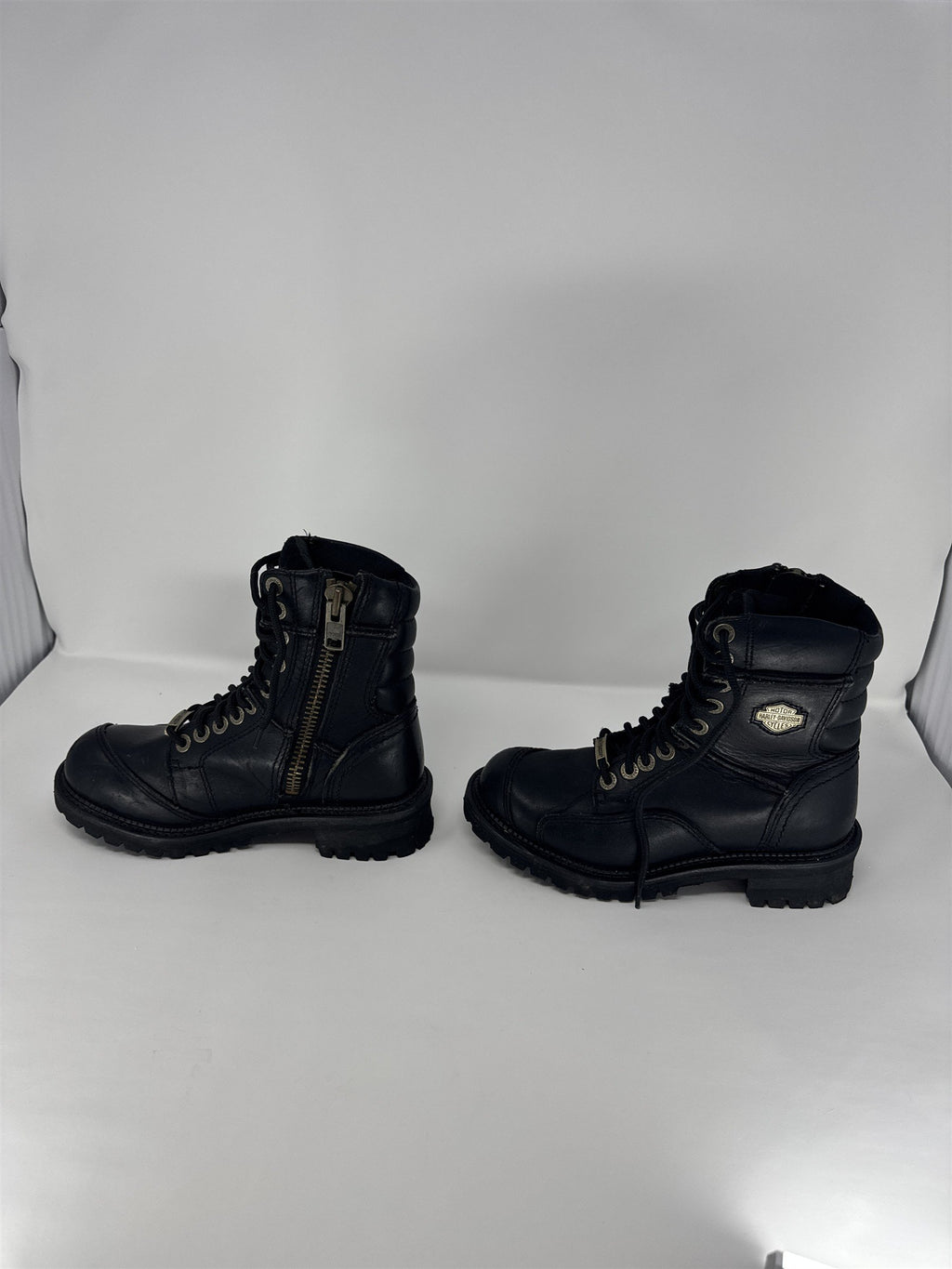 Harley-Davidson Women's Size 6 Black Leather Riding Boots Side Zip Moto