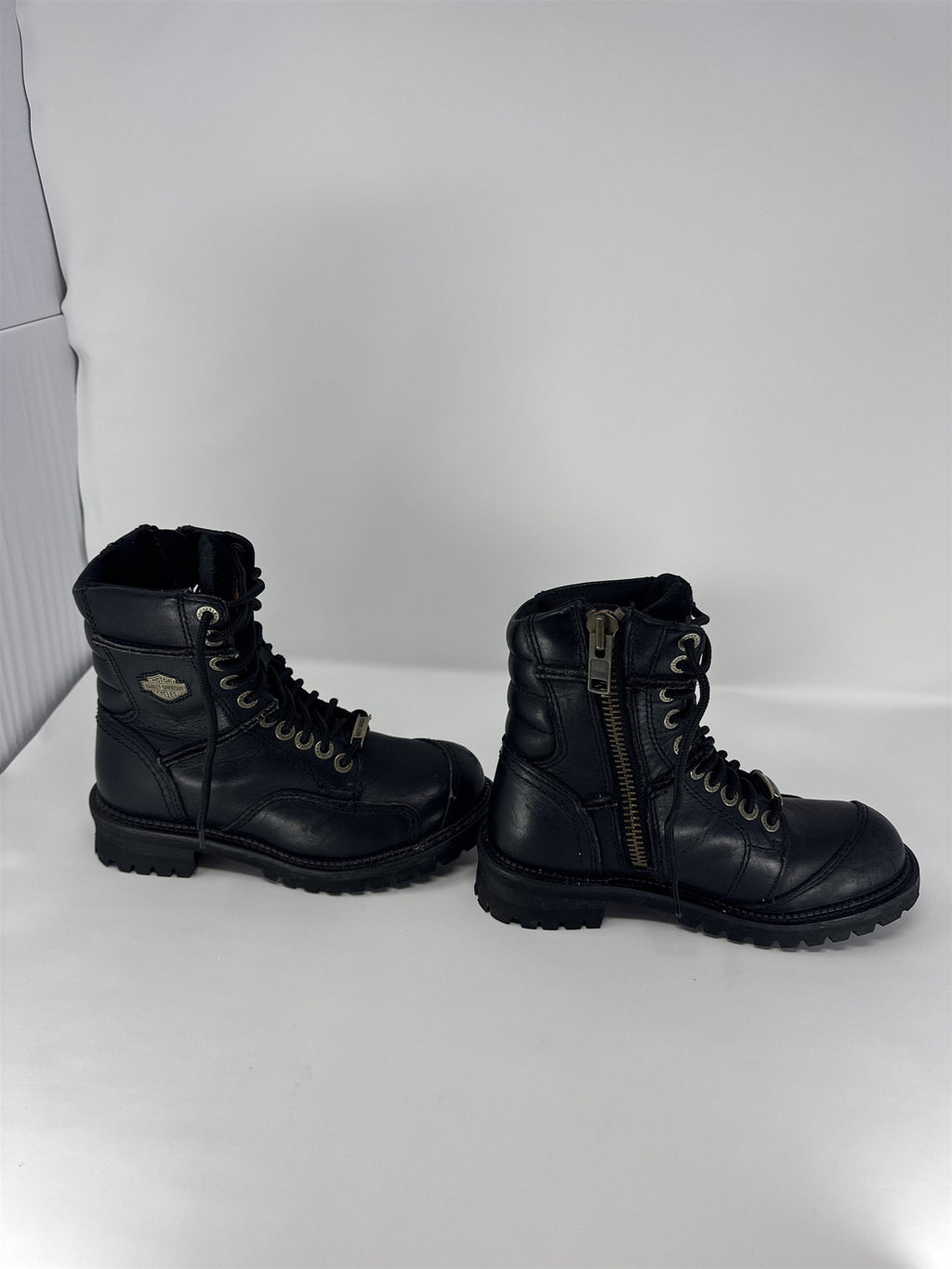 Harley-Davidson Women's Size 6 Black Leather Riding Boots Side Zip Moto