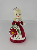Vintage Relco Japan Flocked Felt Lady Figurine Poinsettia Purse Christmas