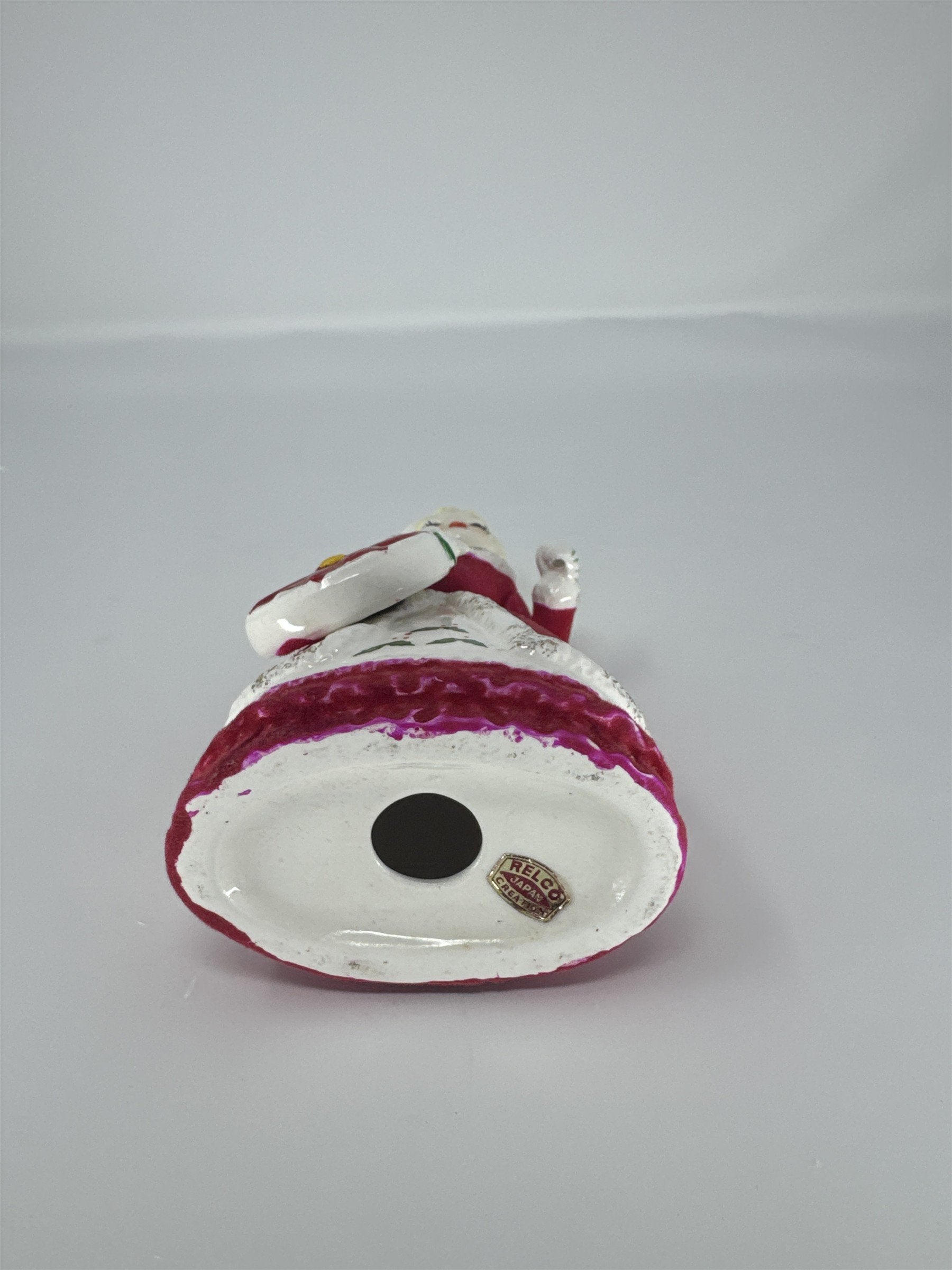 Vintage Relco Japan Flocked Felt Lady Figurine Poinsettia Purse Christmas