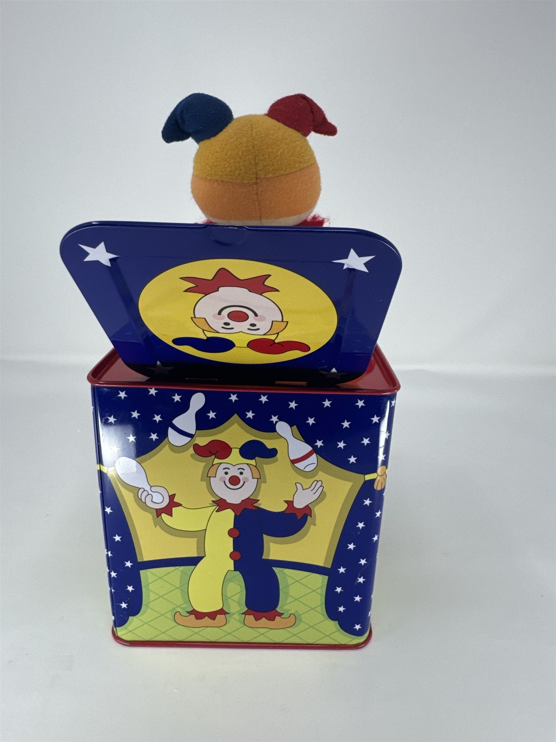 Vintage Jack in the Box Musical Toy Metal Tin Pop Up Character Retro Play