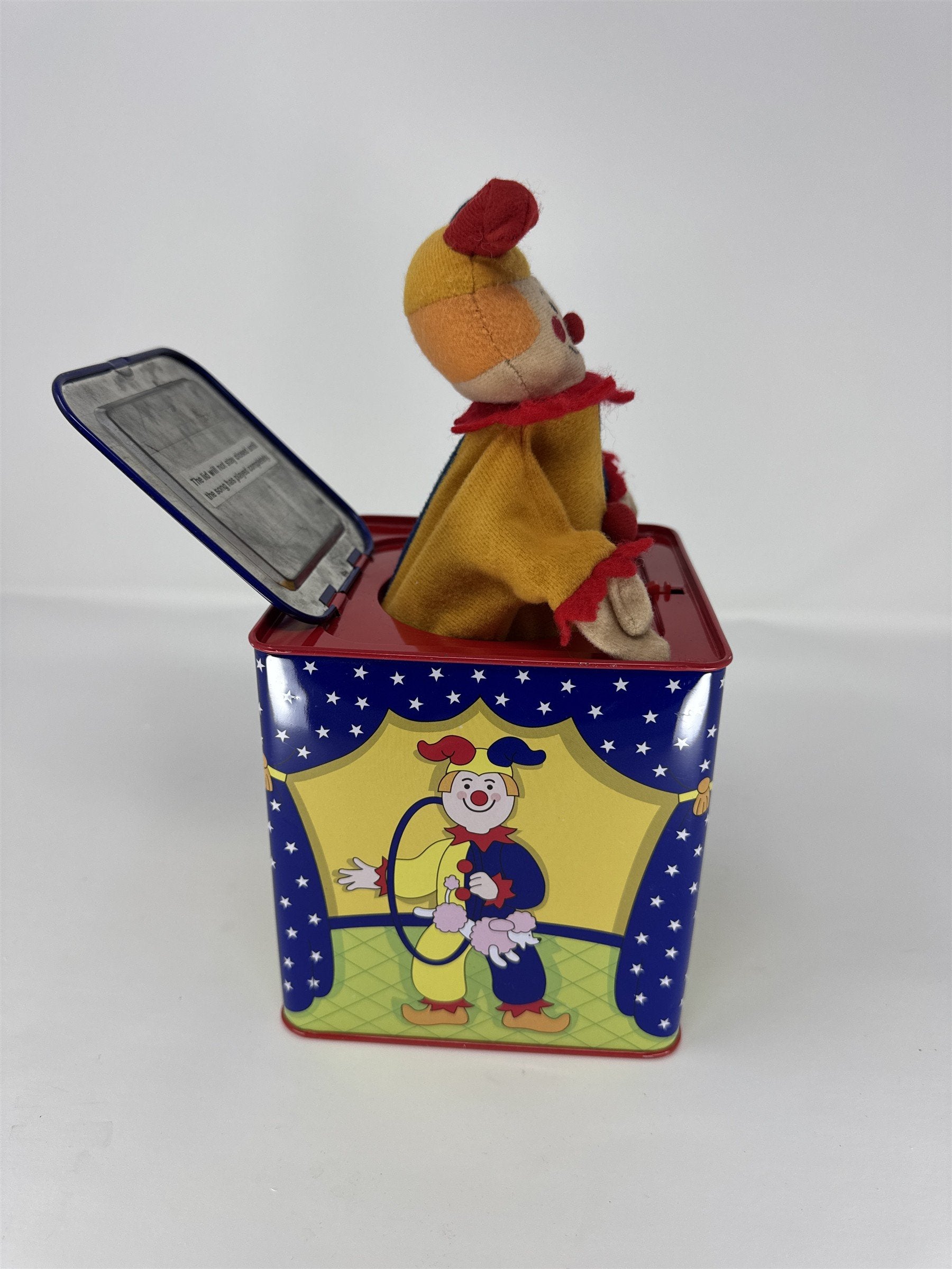 Vintage Jack in the Box Musical Toy Metal Tin Pop Up Character Retro Play