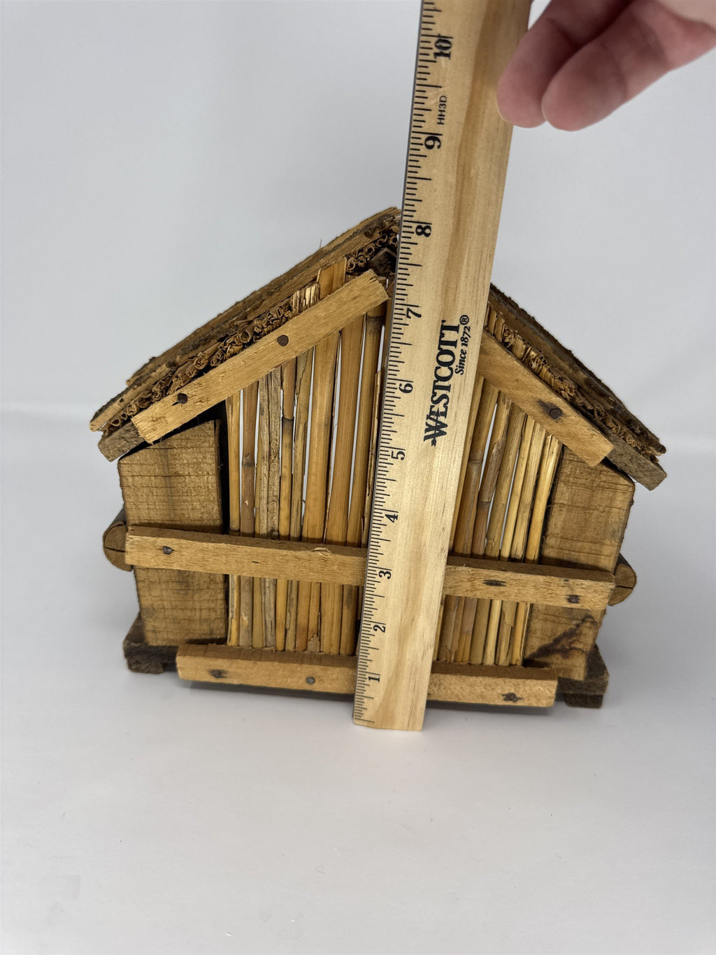 Vintage Nativity Scene Creche Made in Italy Rustic Wood Bark Stable Figurines