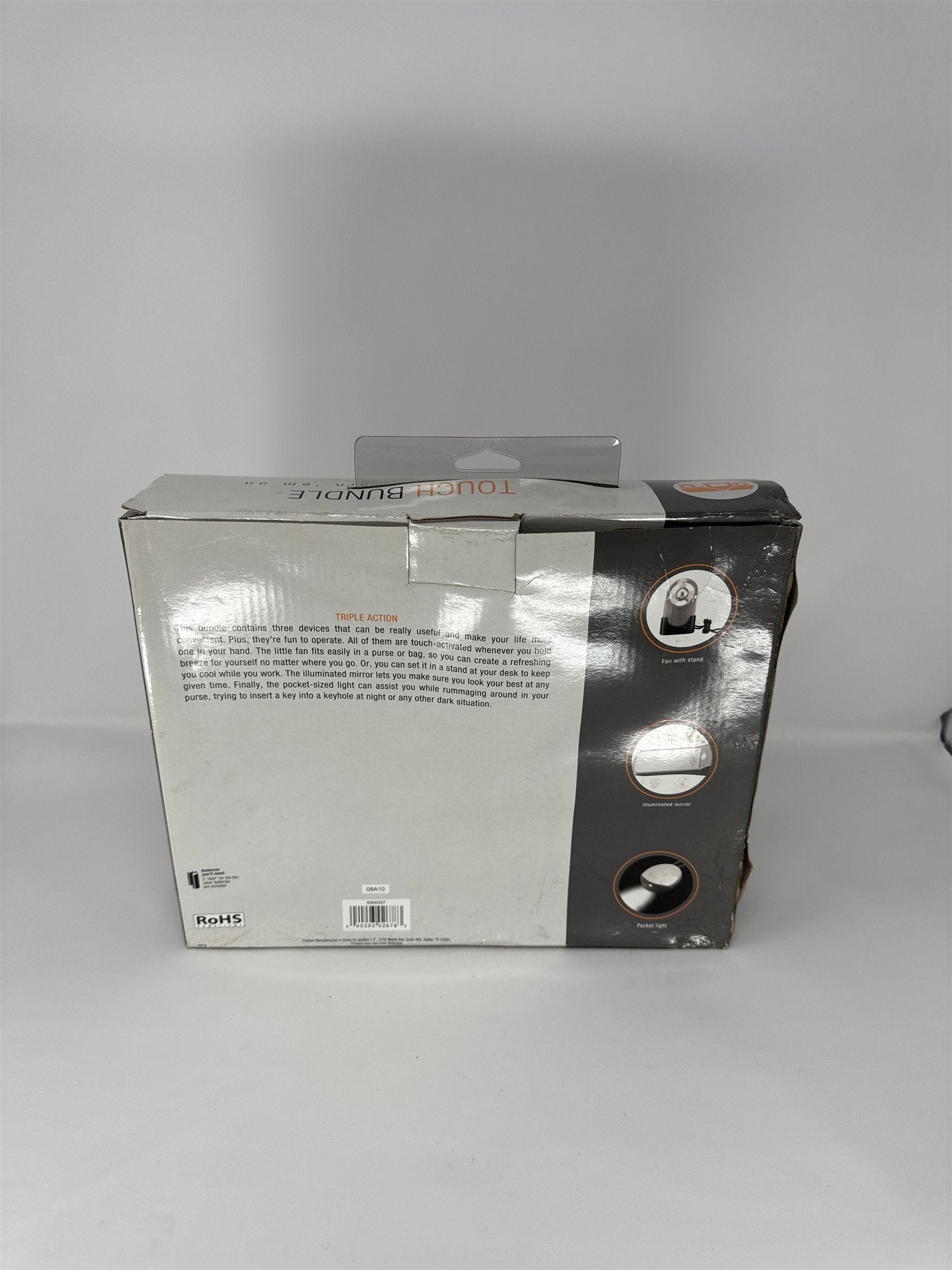 RadioShack Home Touch Bundle Mini Fan Illuminated Mirror Pocket Light 630-0337