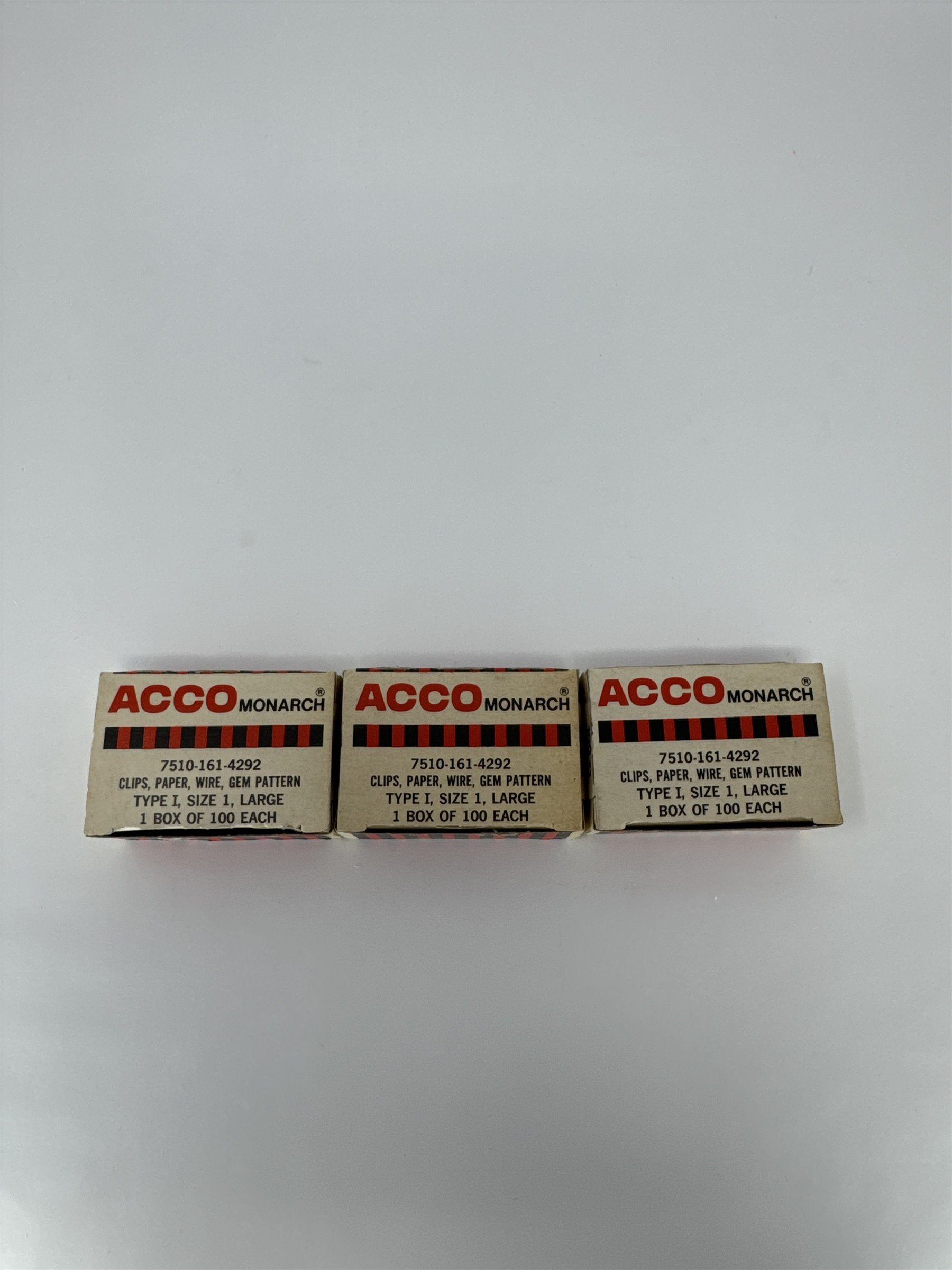 Vintage Acco Monarch Paper Clips Gem Pattern Type I Size 1 Large Wire