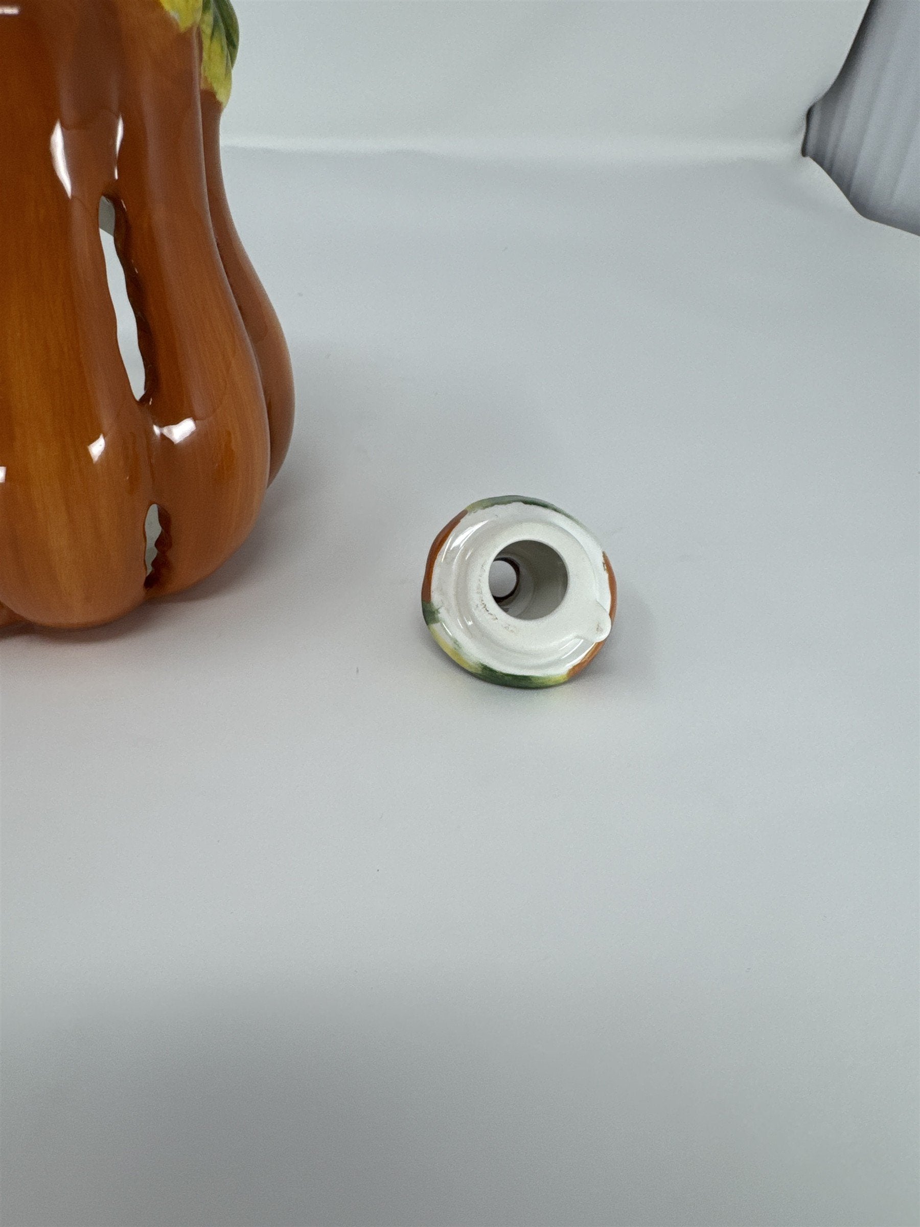 Vintage Ceramic Pumpkin Gourd Votive Candle Holder Glazed Harvest Fall Decor