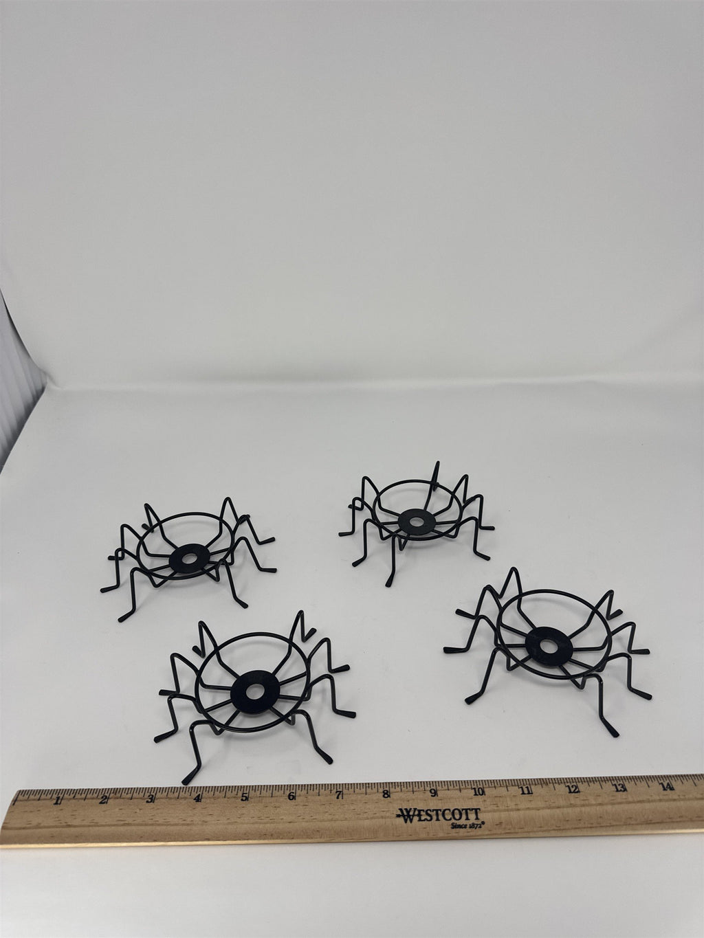 Halloween Spider Candle Holder Set of 4 Metal Votive Tea Light Spooky Gothic