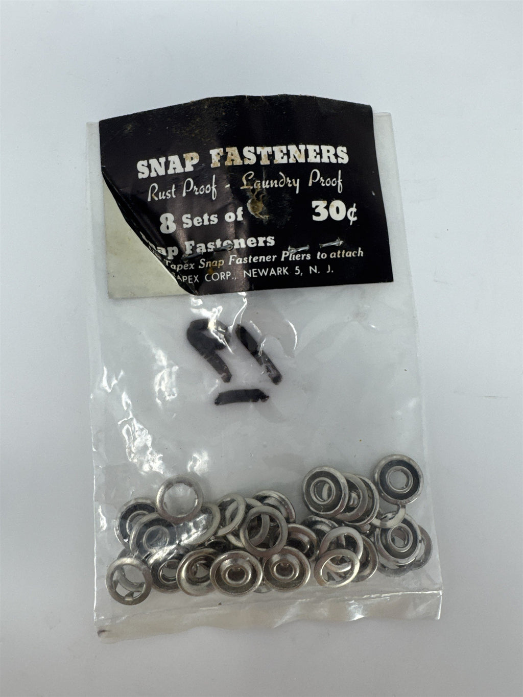 Vintage Tapex Snap Fasteners 8 Sets Rust Proof Laundry Proof Newark NJ Sewing