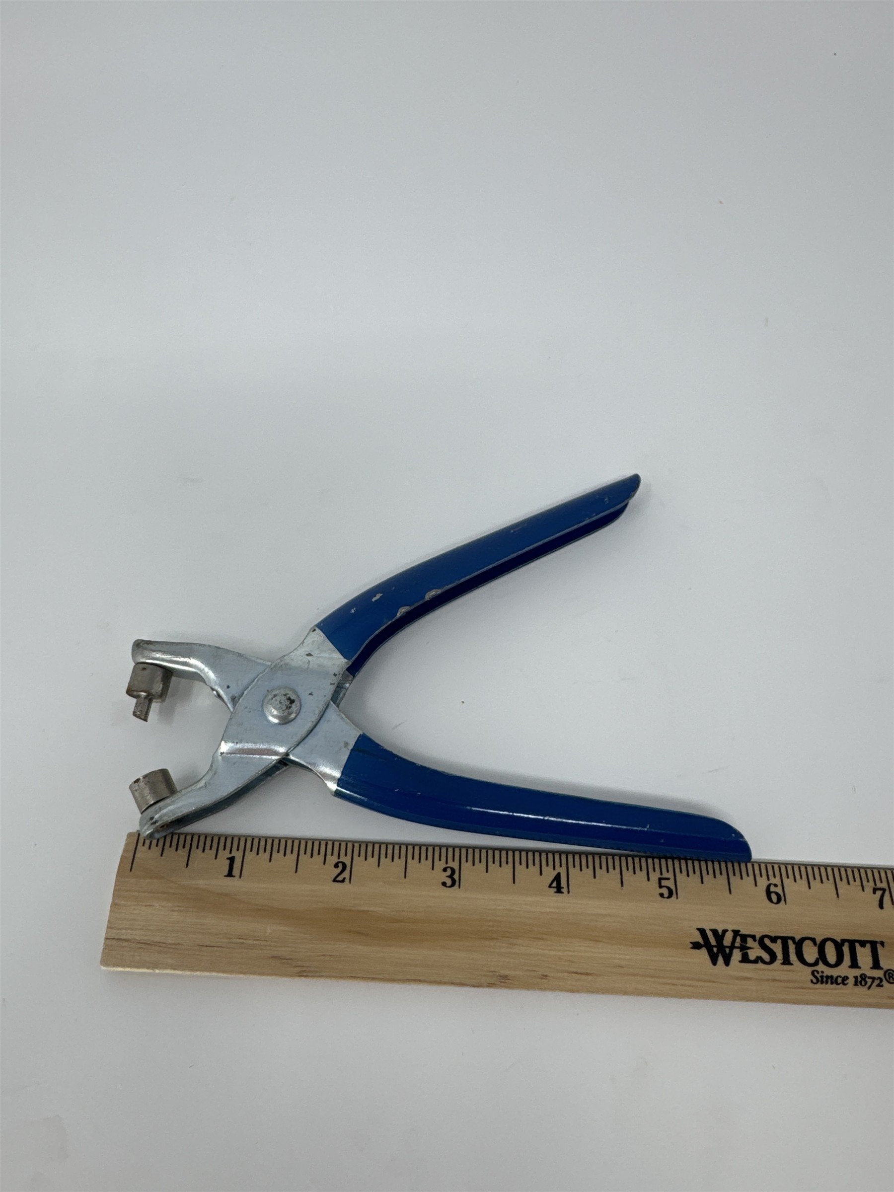 Vintage Japan Eyelet Punch Plier Tool Heavy Duty Blue Metal Craft Leather