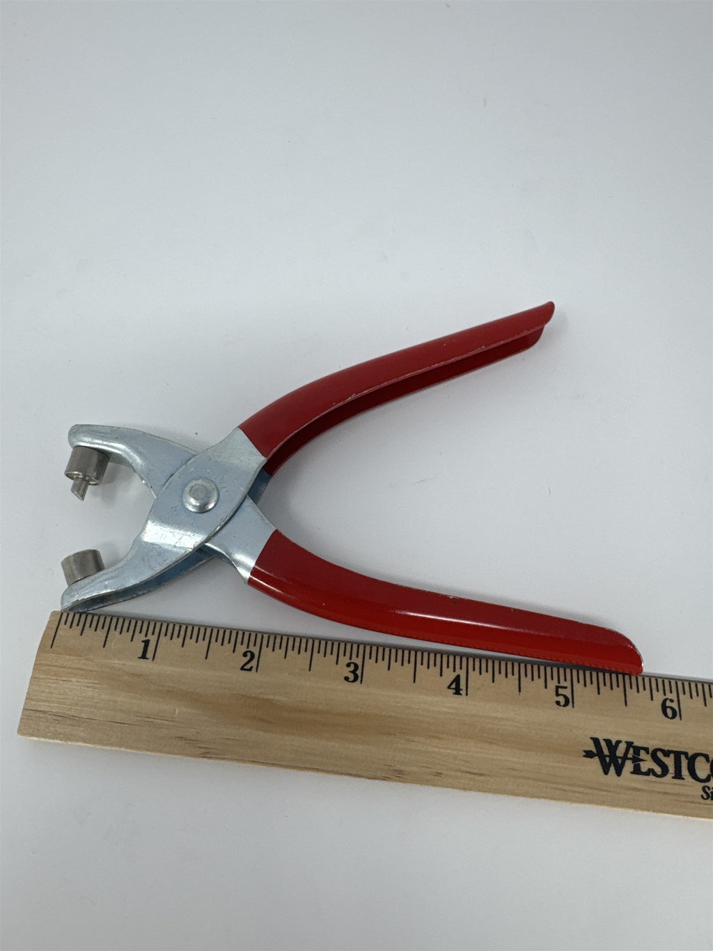 Vintage SW Japan Eyelet Punch Plier Tool Heavy Duty Red Metal Craft Leather