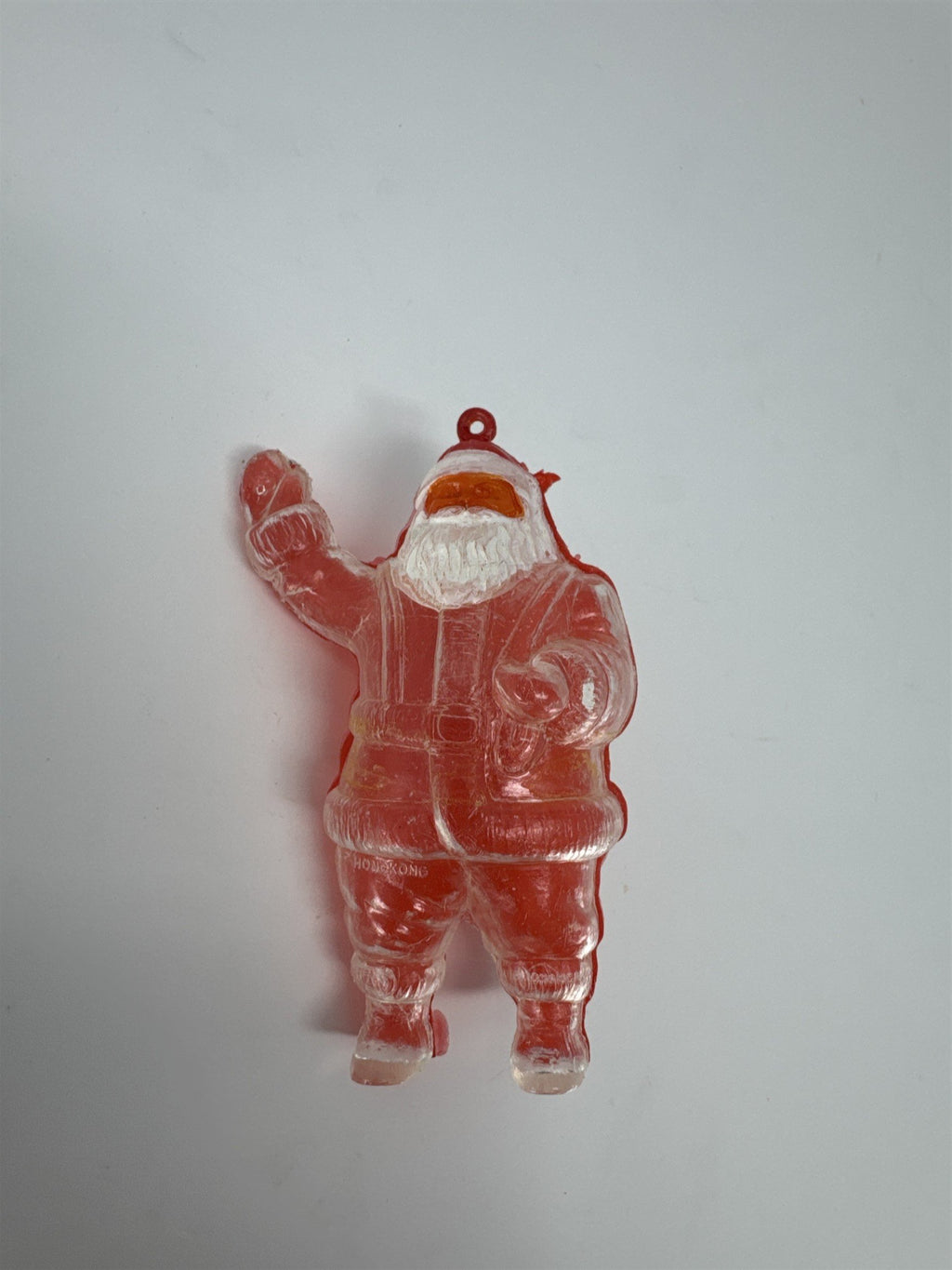 Vintage Santa Candy Container Ornament Red Clear Plastic