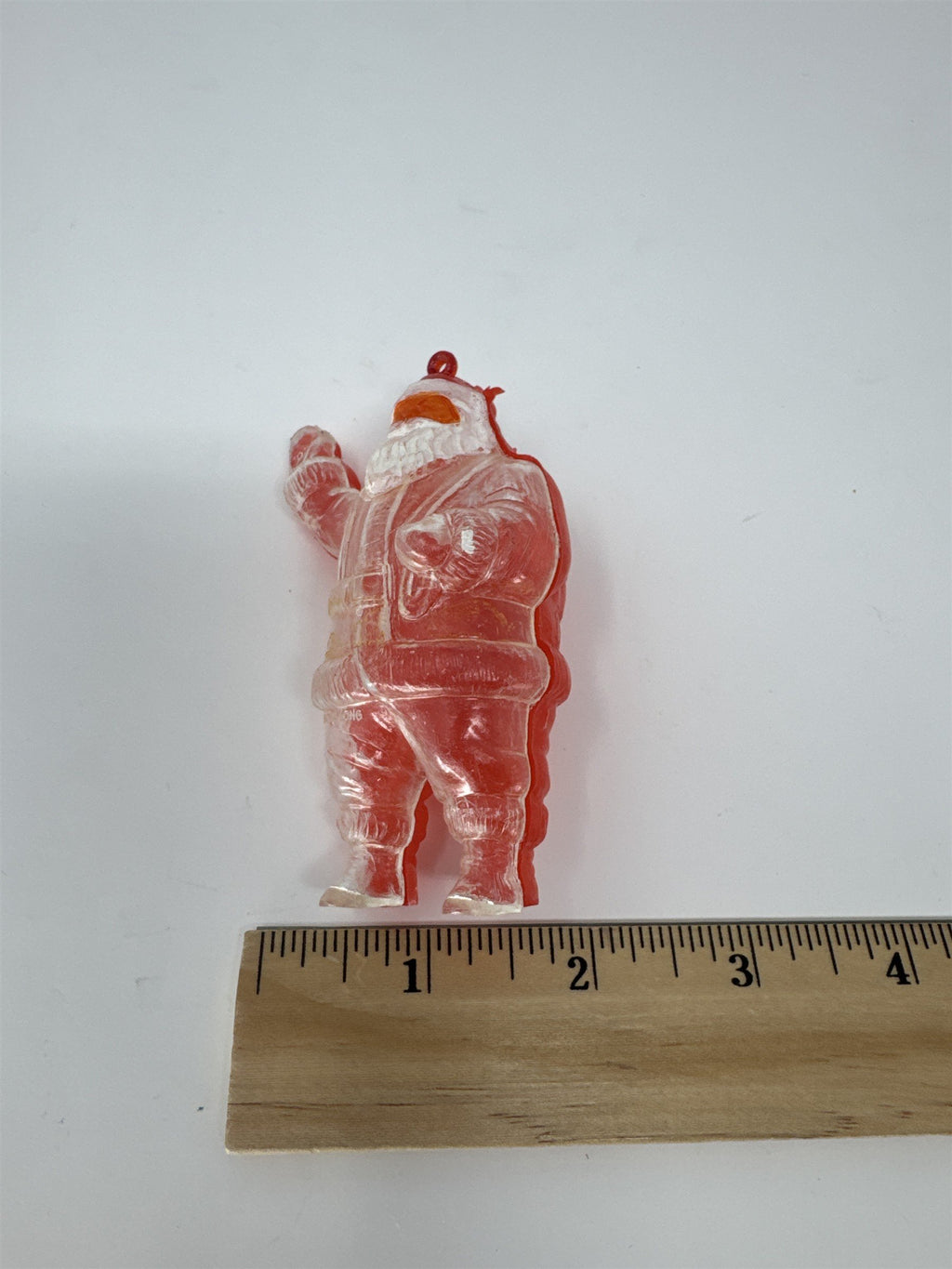 Vintage Santa Candy Container Ornament Red Clear Plastic