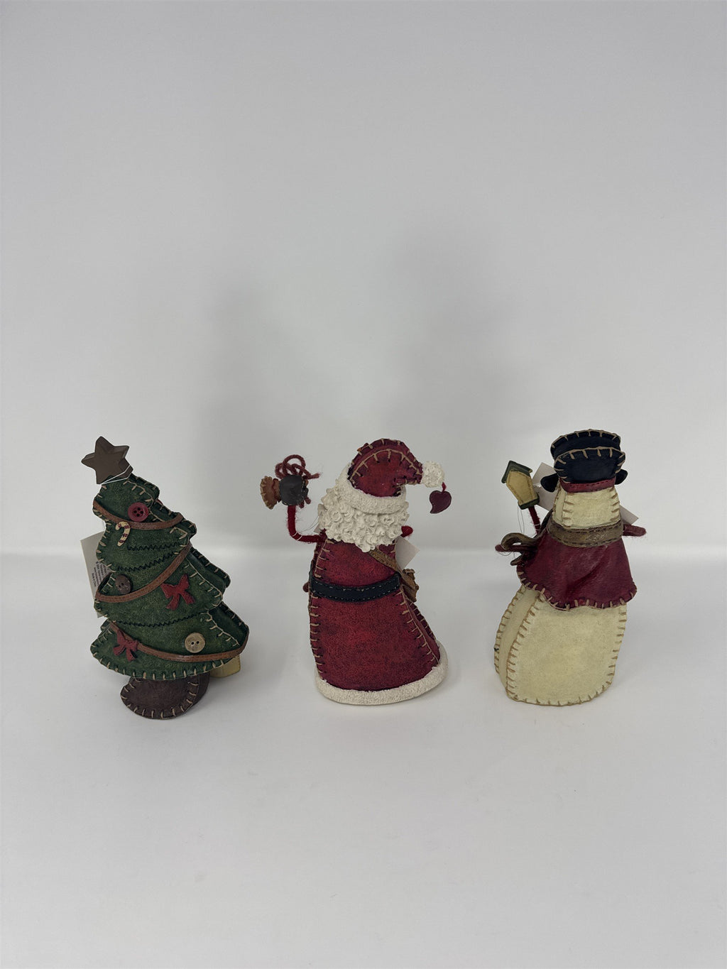 Home Interiors 57060 Country Christmas Figurine Set of 3 Santa Snowman Tree NIB