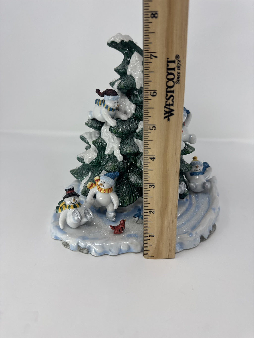 Home Interiors 57069 Lighted Fiber Optic Snowman Ice Skating Tree Figurine