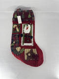 Home Interiors Christmas Stocking Red Fleece Primitive Santa Applique 57002 NIB