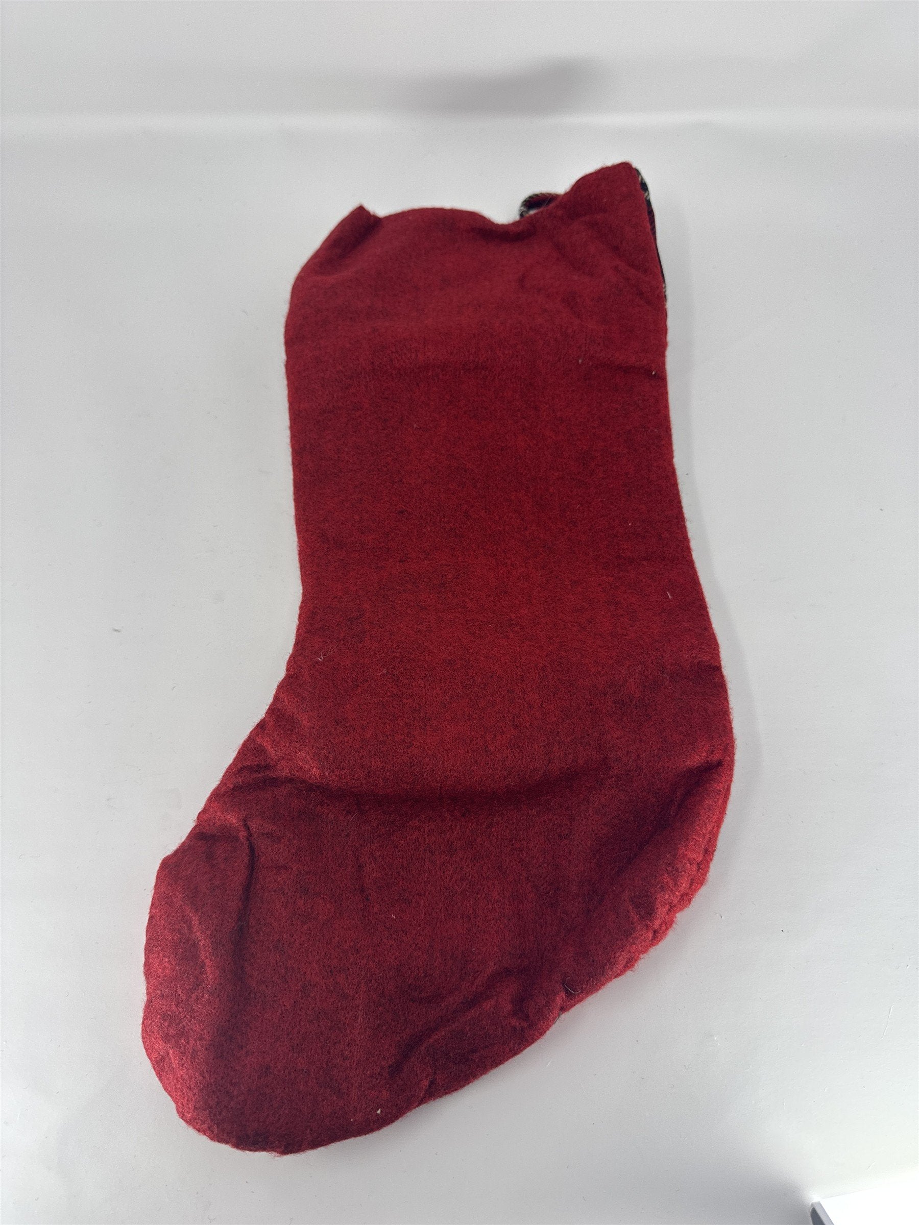Home Interiors Christmas Stocking Red Fleece Primitive Santa Applique 57002 NIB