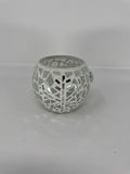 Home Interiors 57037 White Mosaic Glass Snowflake Votive Candle Holder Winter