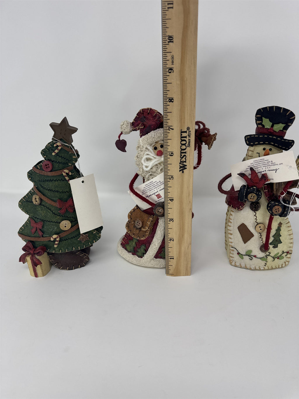Home Interiors 57060 Country Christmas Figurine Set of 3 Santa Snowman Tree NIB