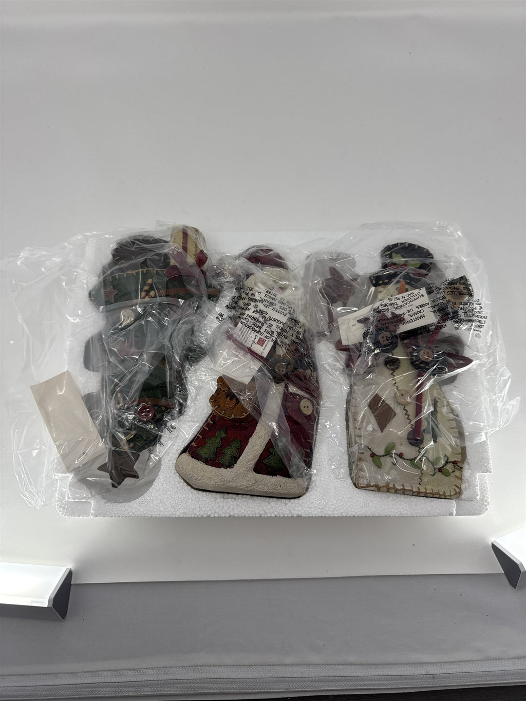 Home Interiors 57060 Country Christmas Figurine Set of 3 Santa Snowman Tree NIB