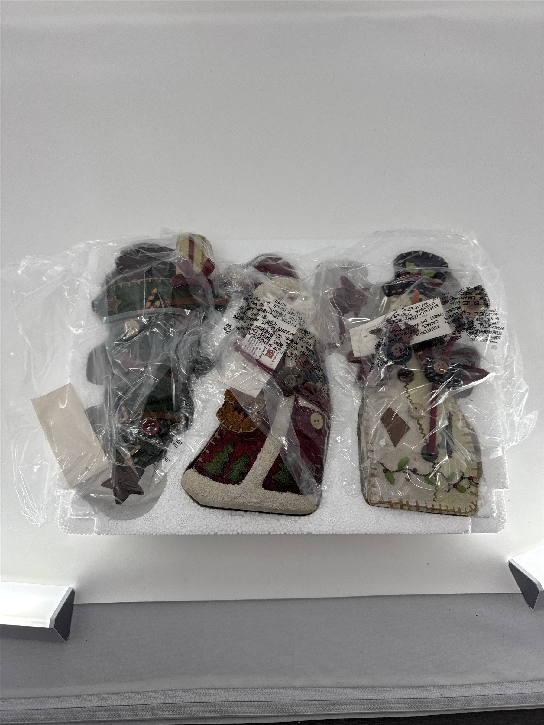Home Interiors 57060 Country Christmas Figurine Set of 3 Santa Snowman Tree NIB