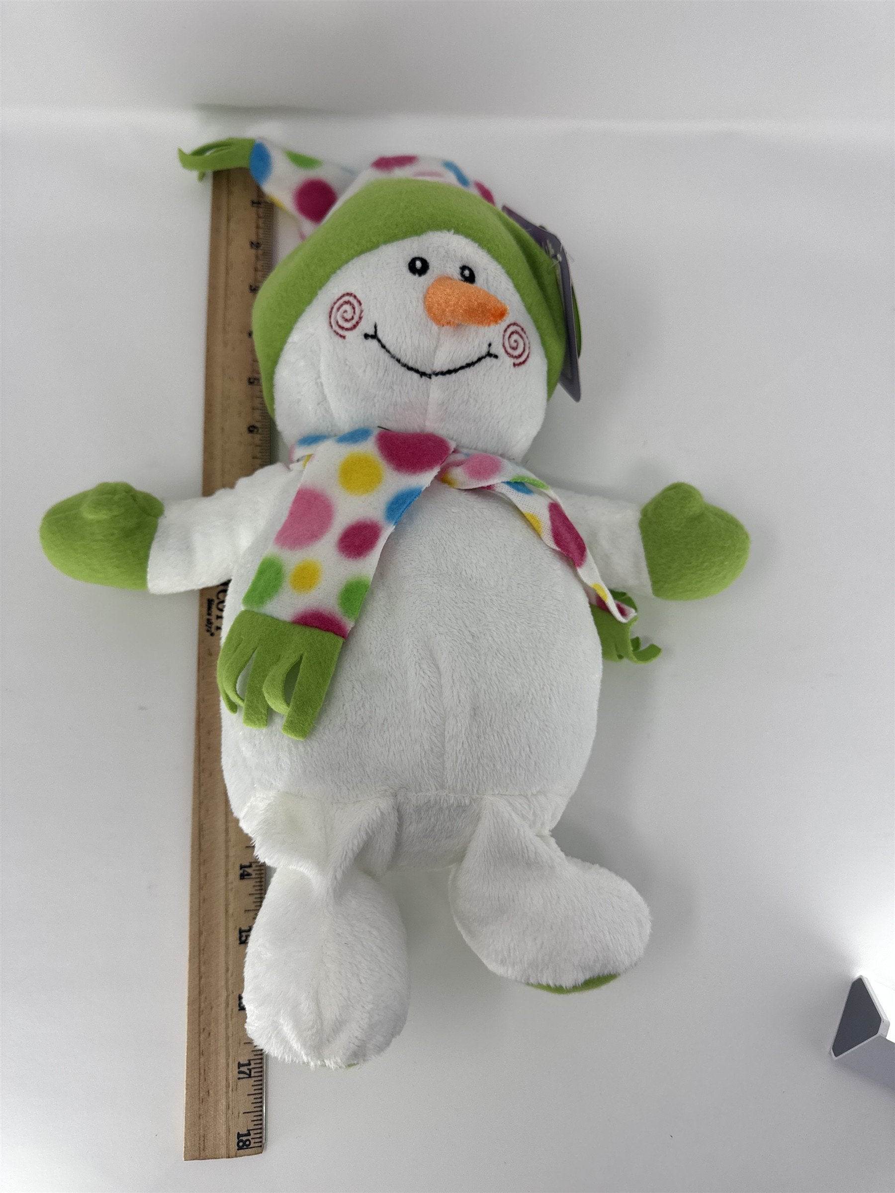 Sugar Loaf Snowman Plush Stuffed Creek Green Polka Dot Hat Scarf Holiday