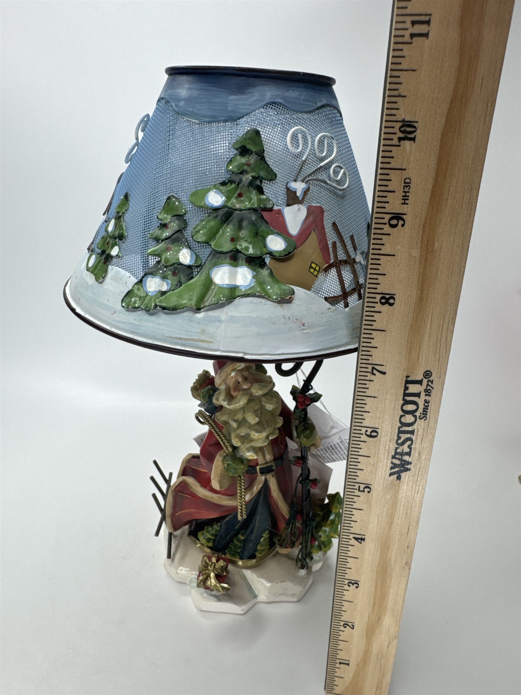 Home Interiors 57030 Santa Cardinal Staff Candle Holder Metal Mesh Shade
