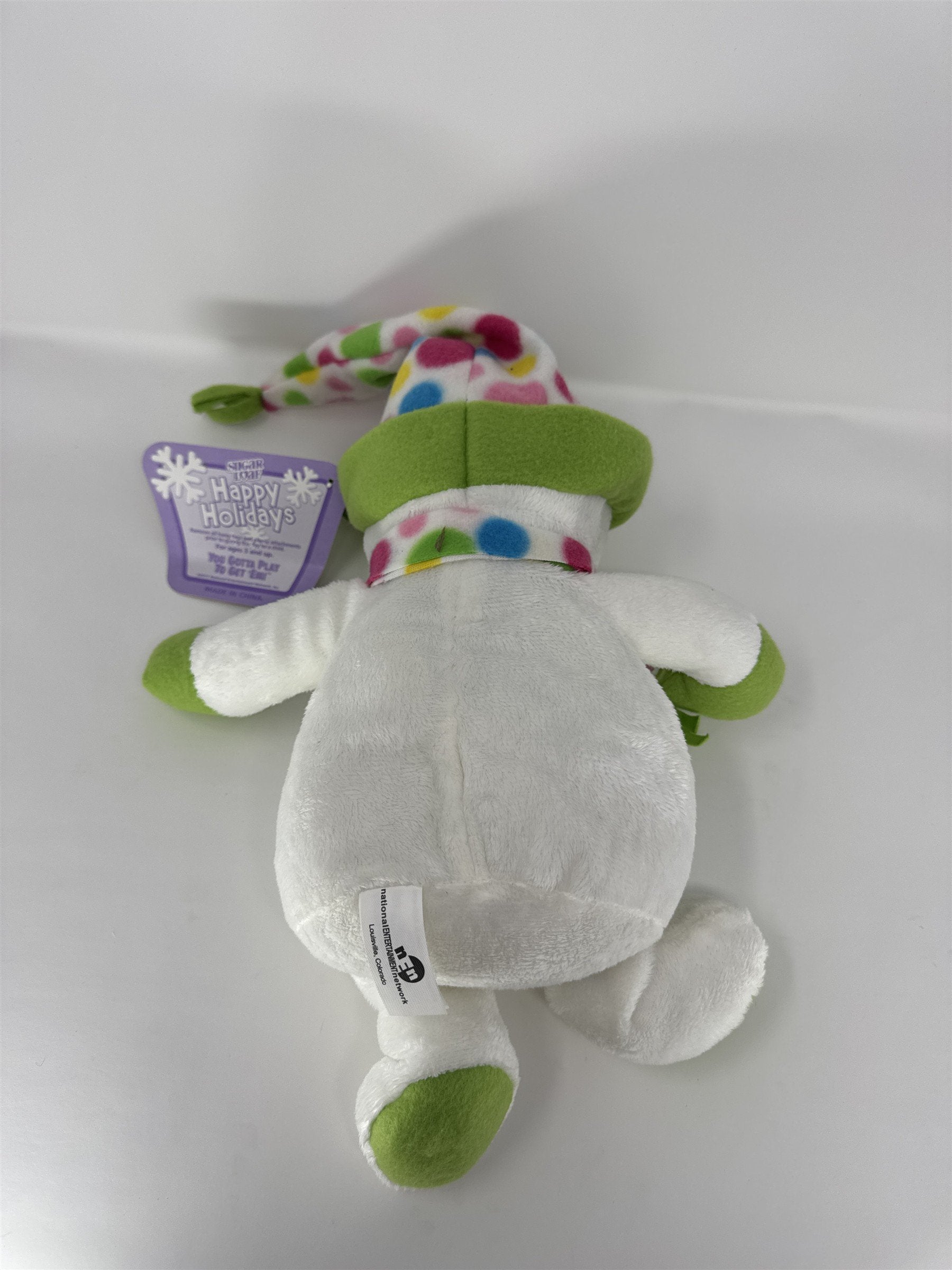 Sugar Loaf Snowman Plush Happy Holidays White Polka Dot Scarf Hat Stuffed Animal