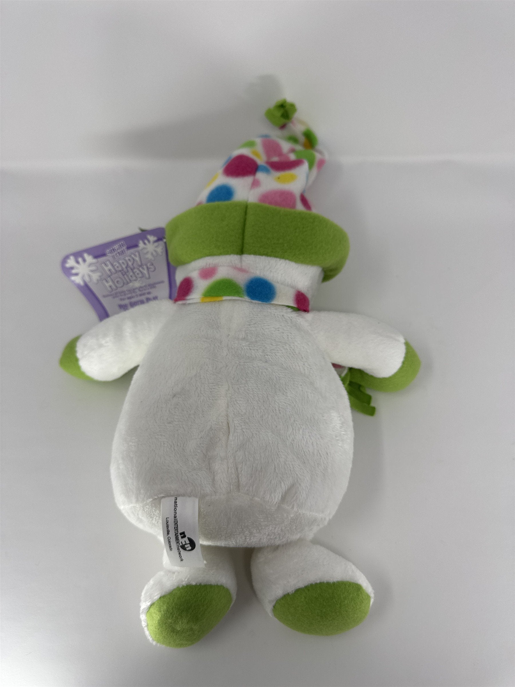 Sugar Loaf Snowman Plush Happy Holidays White Polka Dot Scarf Hat Stuffed Animal
